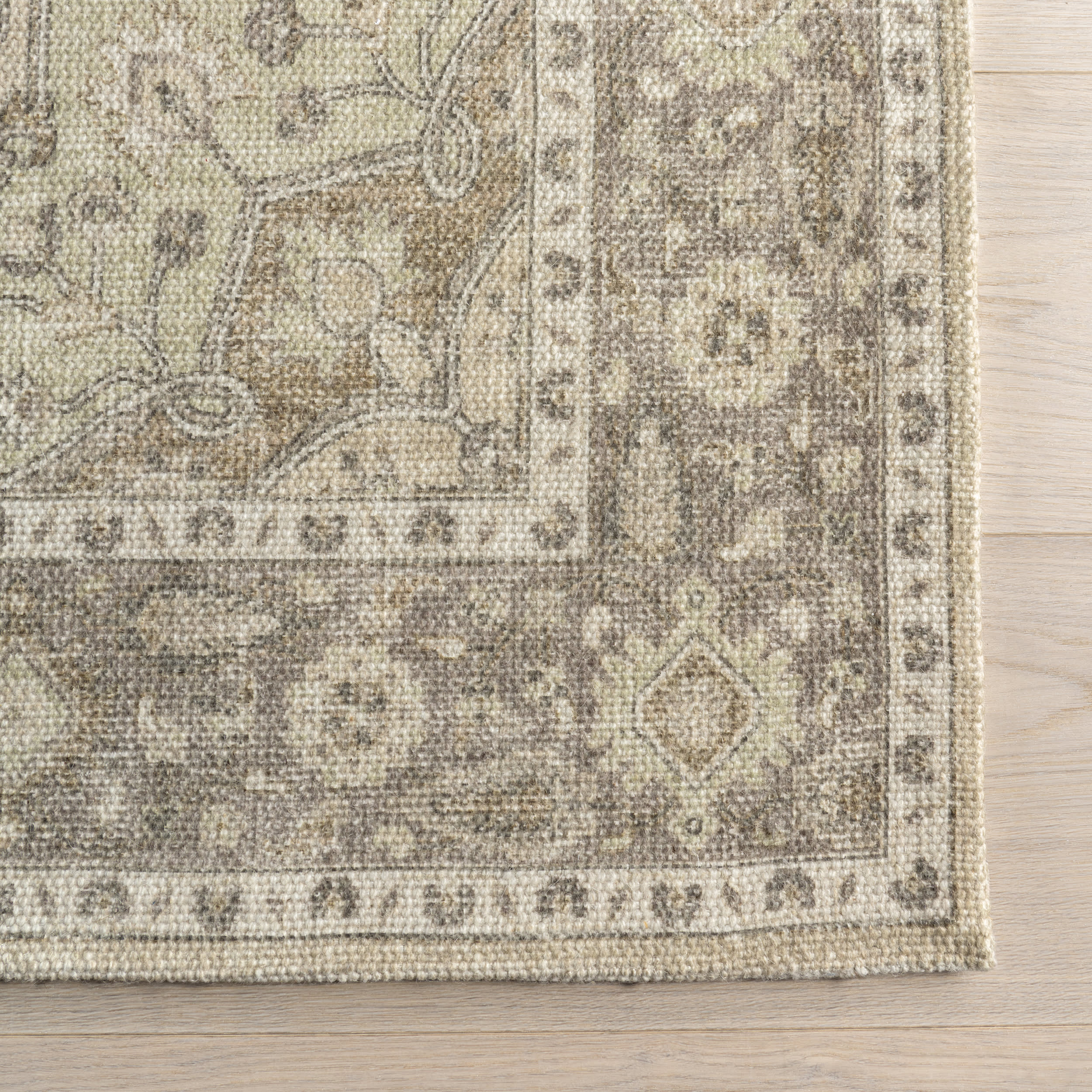Spindle Medallion Wool and Cotton Rug | Khaki - Image 4
