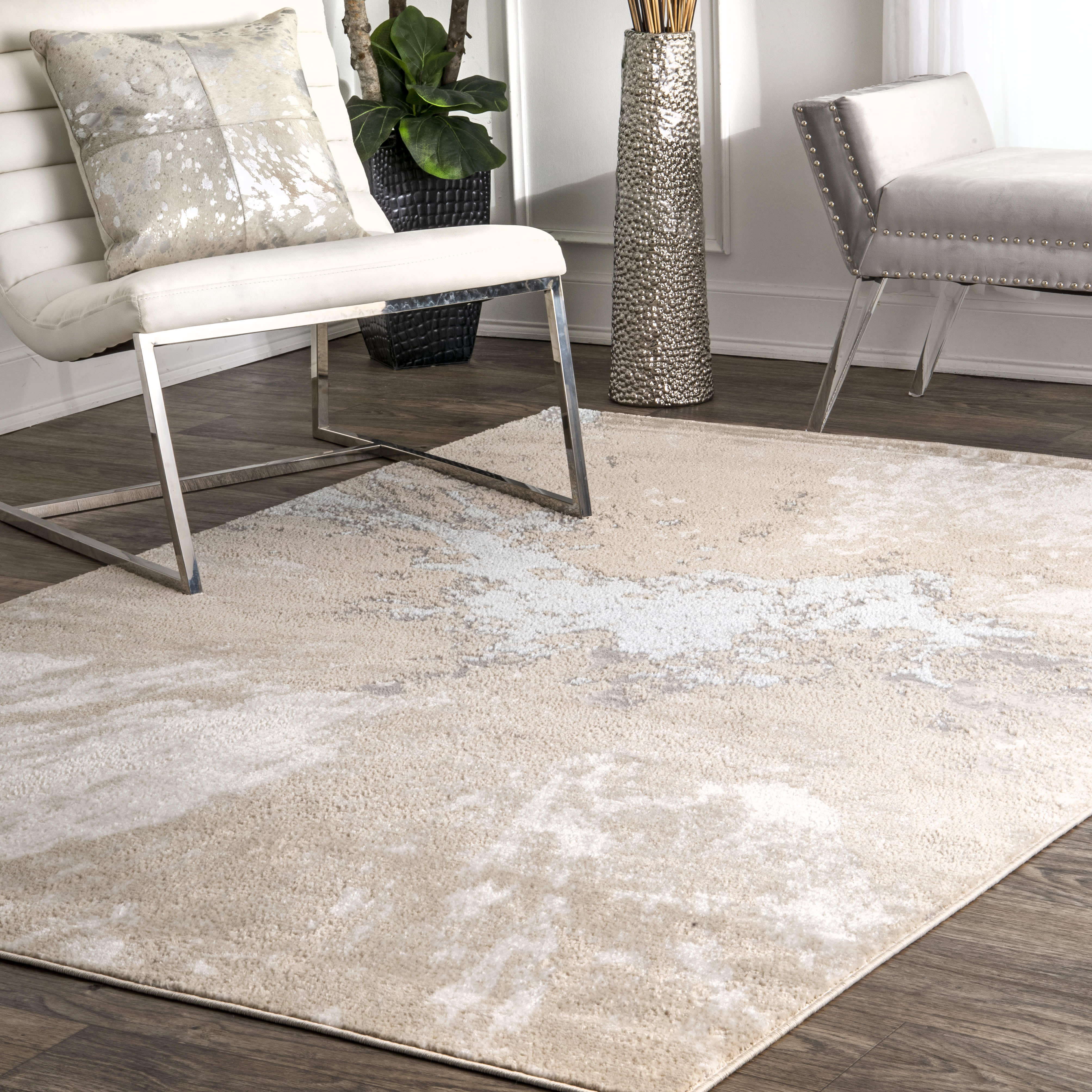 Splatter Abstract Rug | Beige - Image 2
