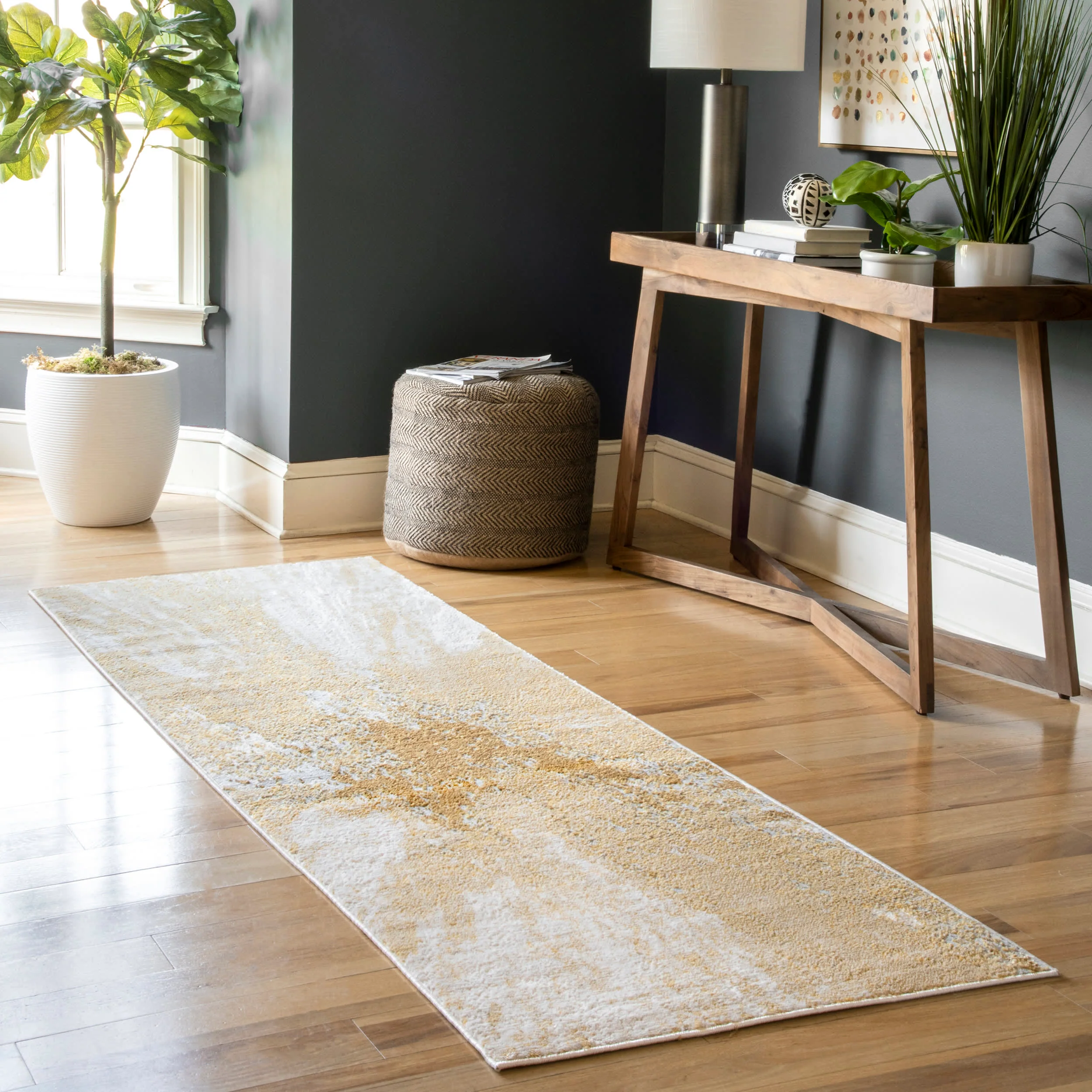 Splatter Abstract Rug | Gold - Image 2