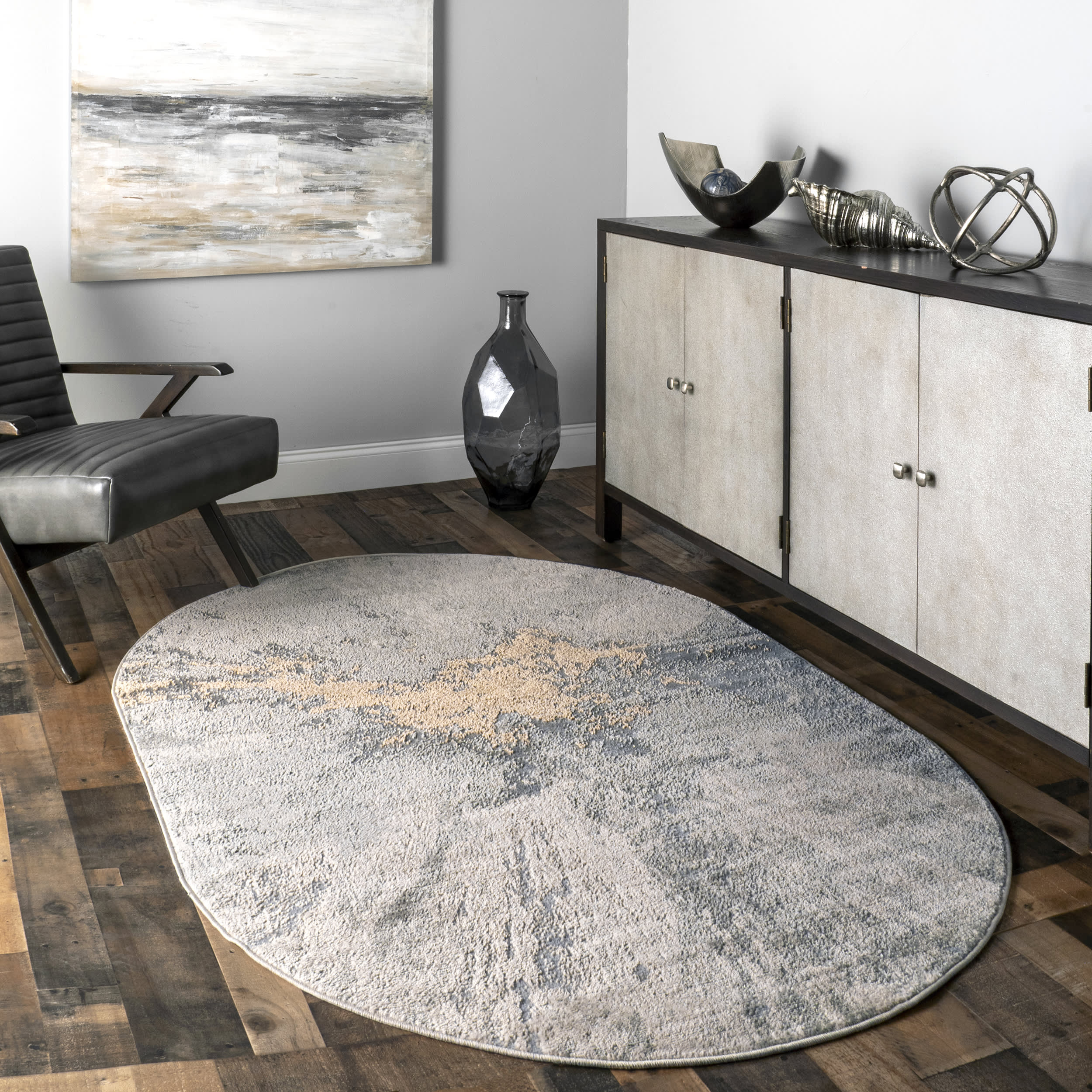 Splatter Abstract Rug | Silver - Image 2
