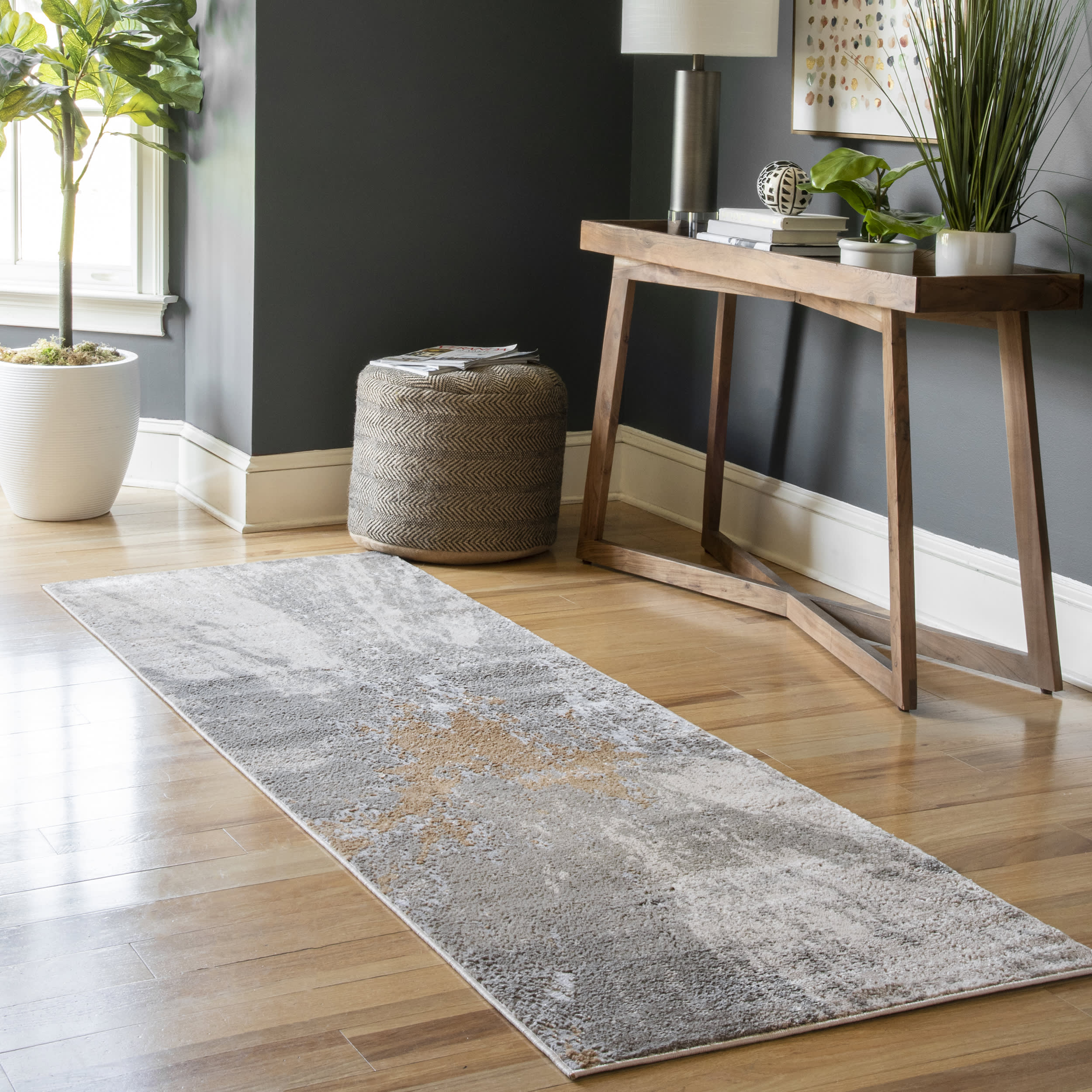 Splatter Abstract Rug | Silver - Image 2