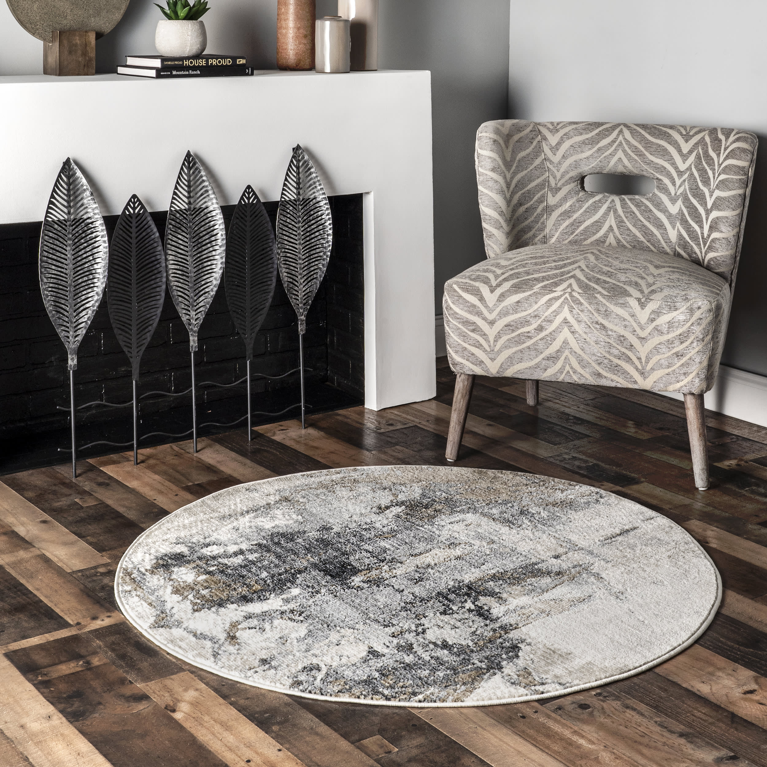 Splattered Abstract Rug | Grey - Image 2