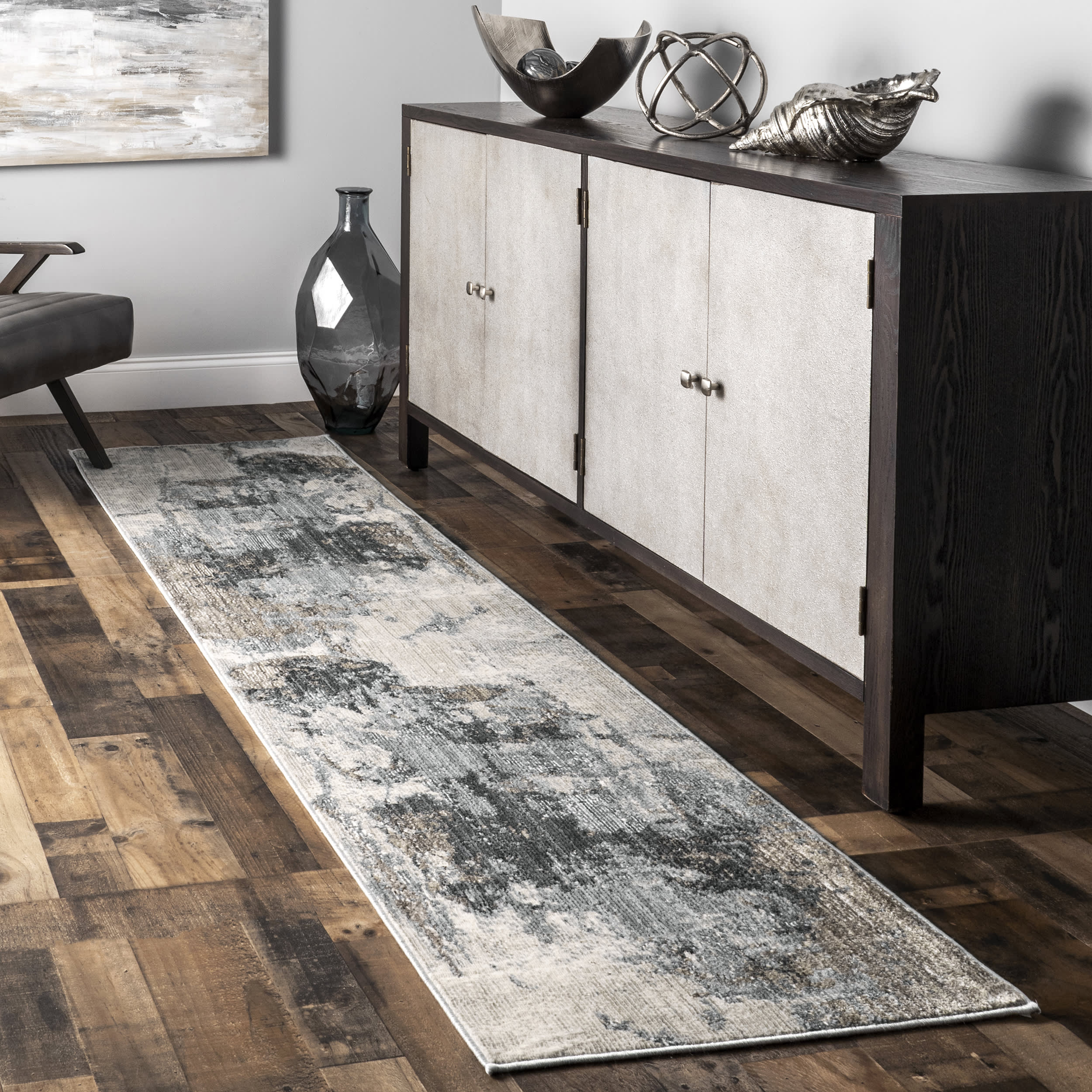 Splattered Abstract Rug | Grey - Image 2