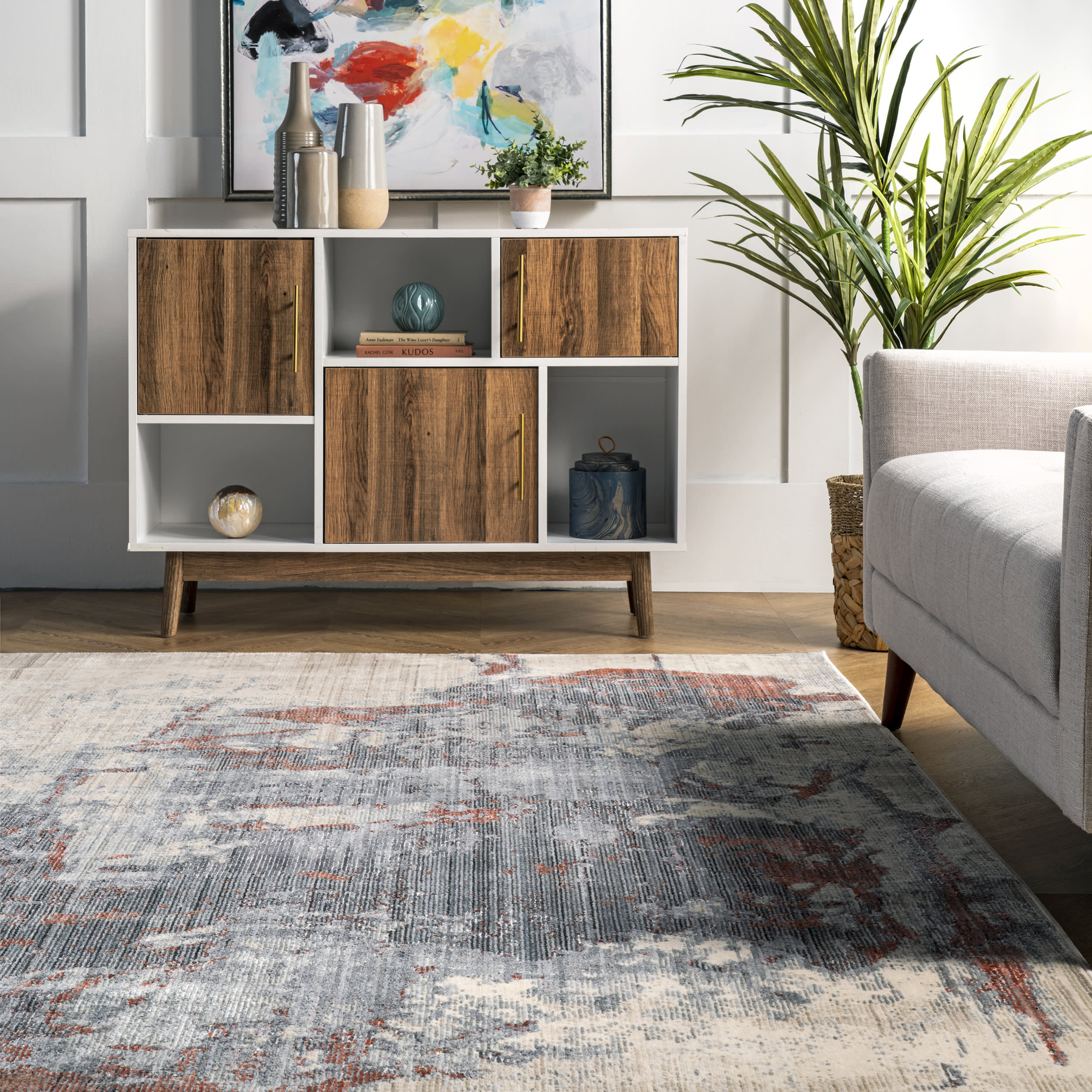 Splattered Abstract Rug | Orange - Image 4