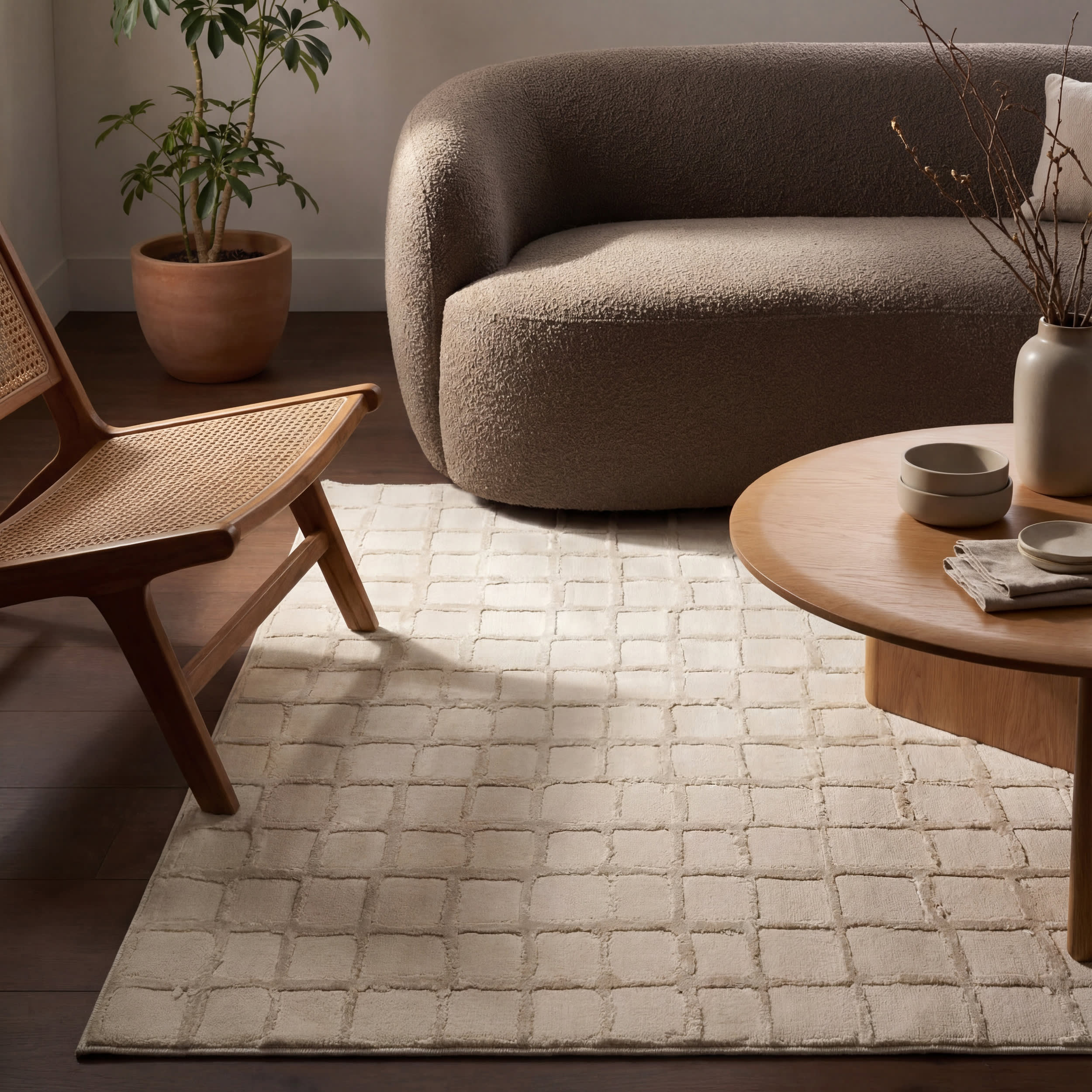 Spring Lake Plush Textured Washable Rug | Cream - Image 4