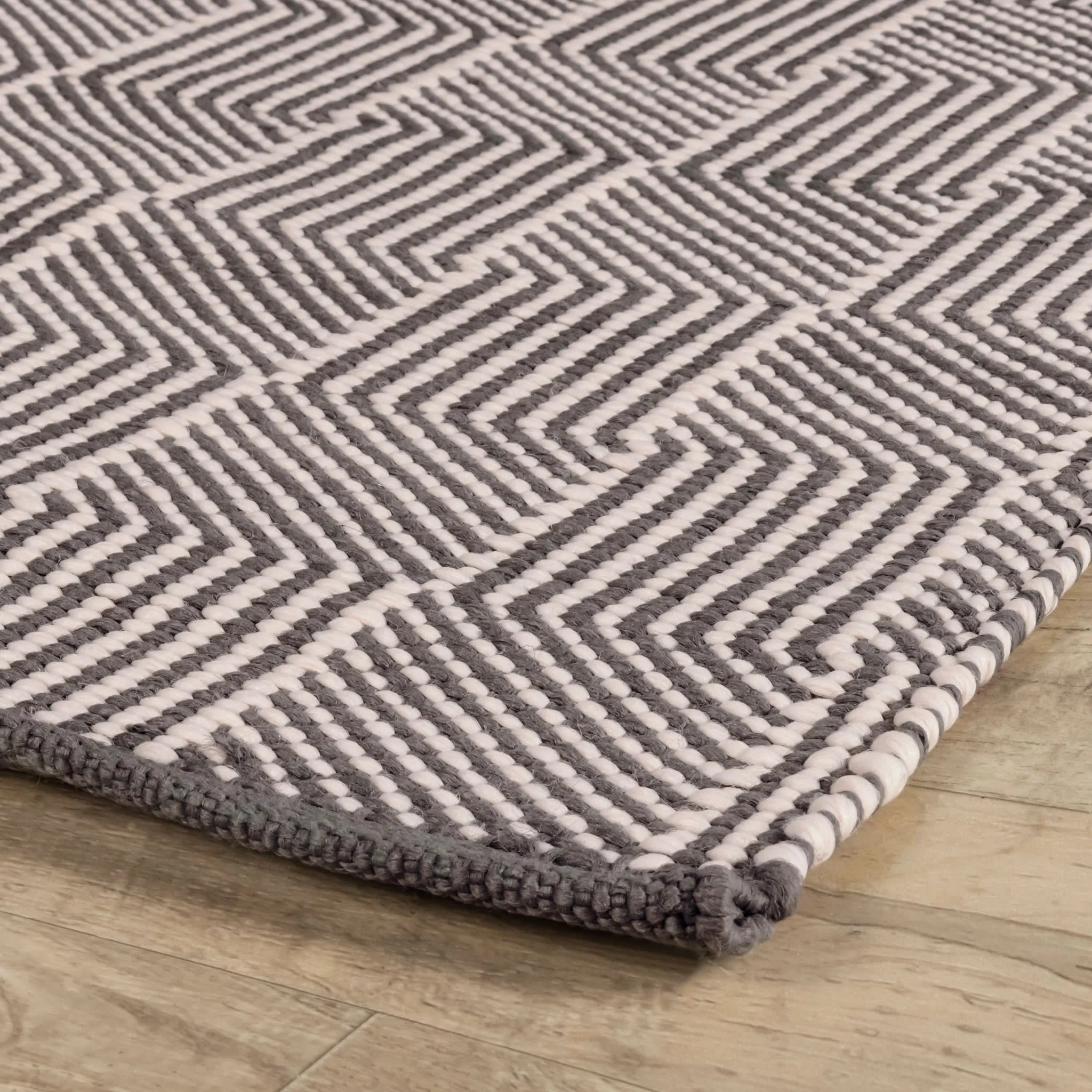 Squares Handwoven Indoor/Outdoor Rug | Grey - Image 5