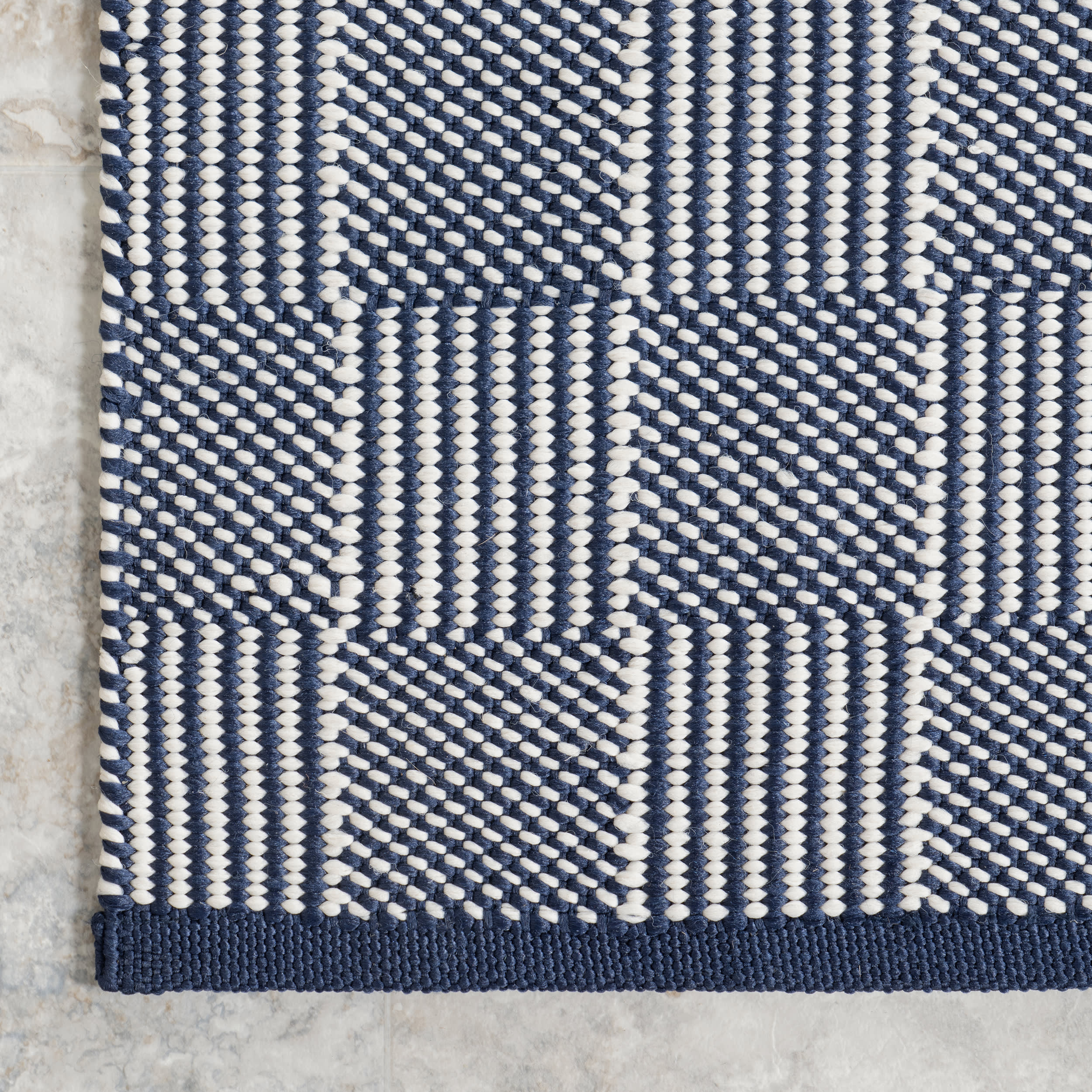 Squares Handwoven Indoor/Outdoor Rug | Blue - Image 3