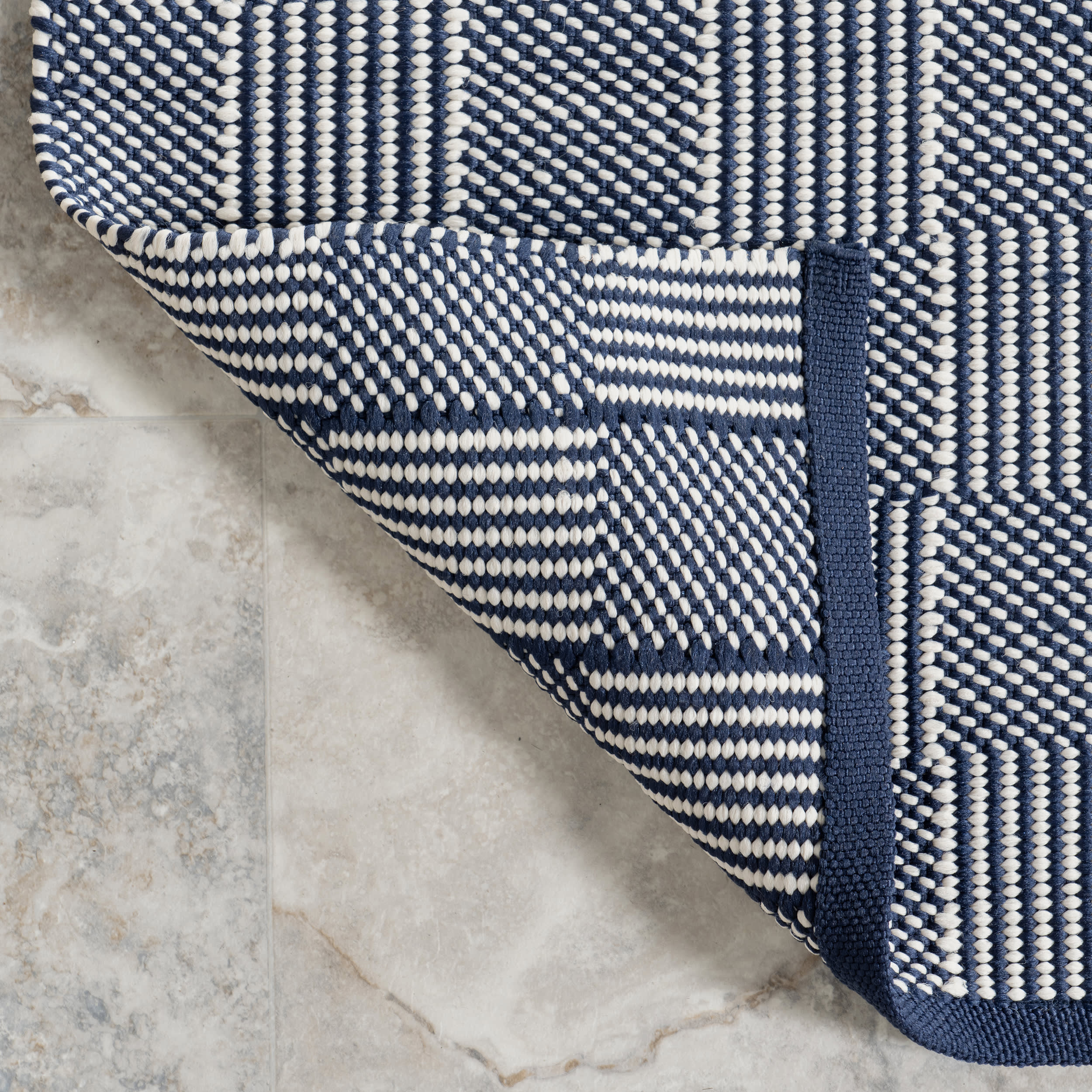 Squares Handwoven Indoor/Outdoor Rug | Blue - Image 6
