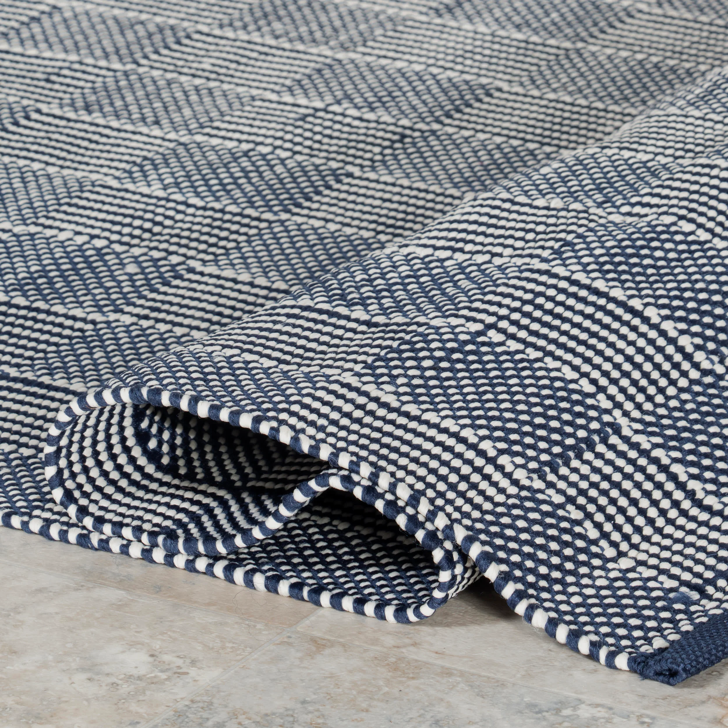 Squares Handwoven Indoor/Outdoor Rug | Blue - Image 8
