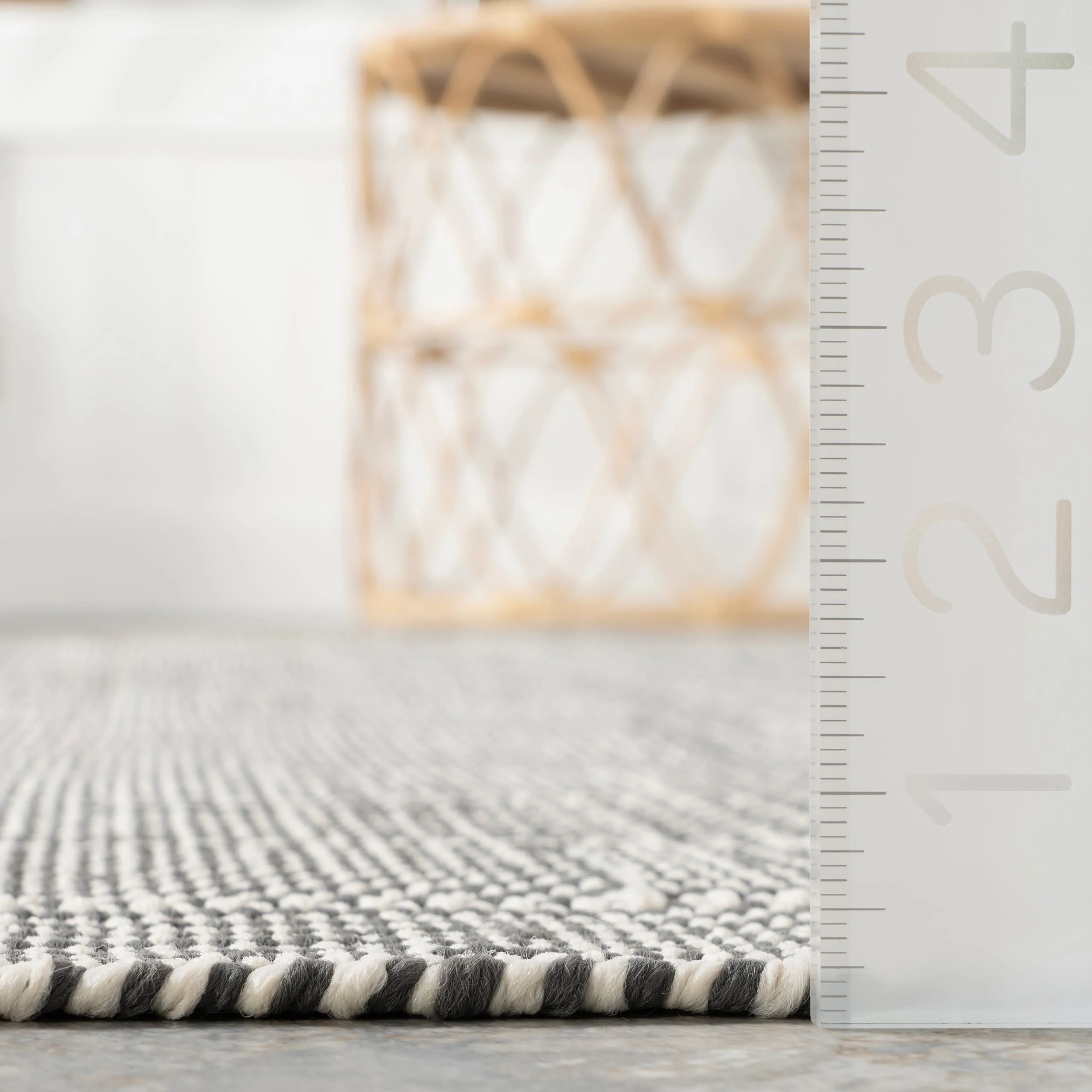 Squares Handwoven Indoor/Outdoor Rug | Grey - Image 5