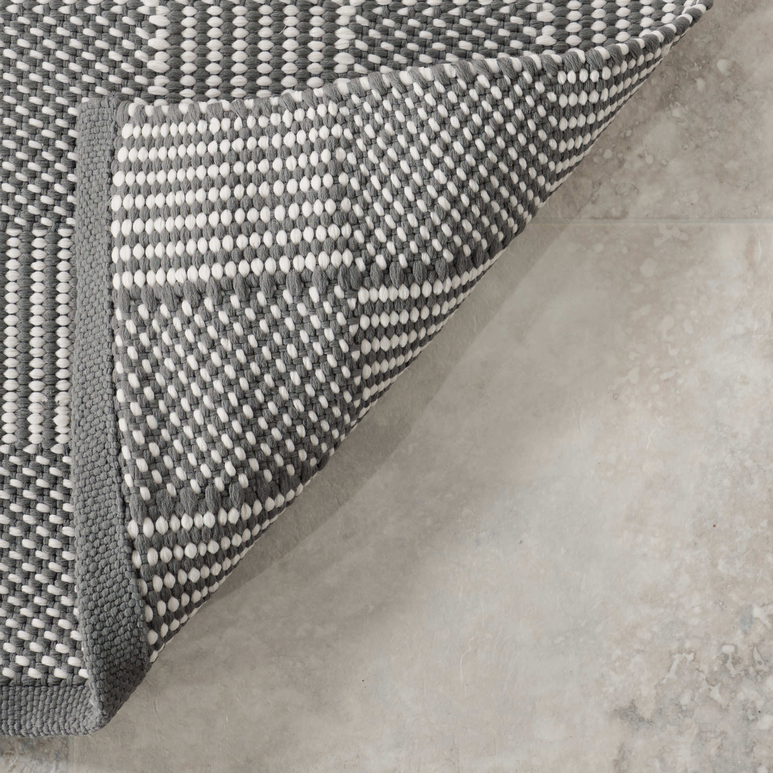 Squares Handwoven Indoor/Outdoor Rug | Grey - Image 6