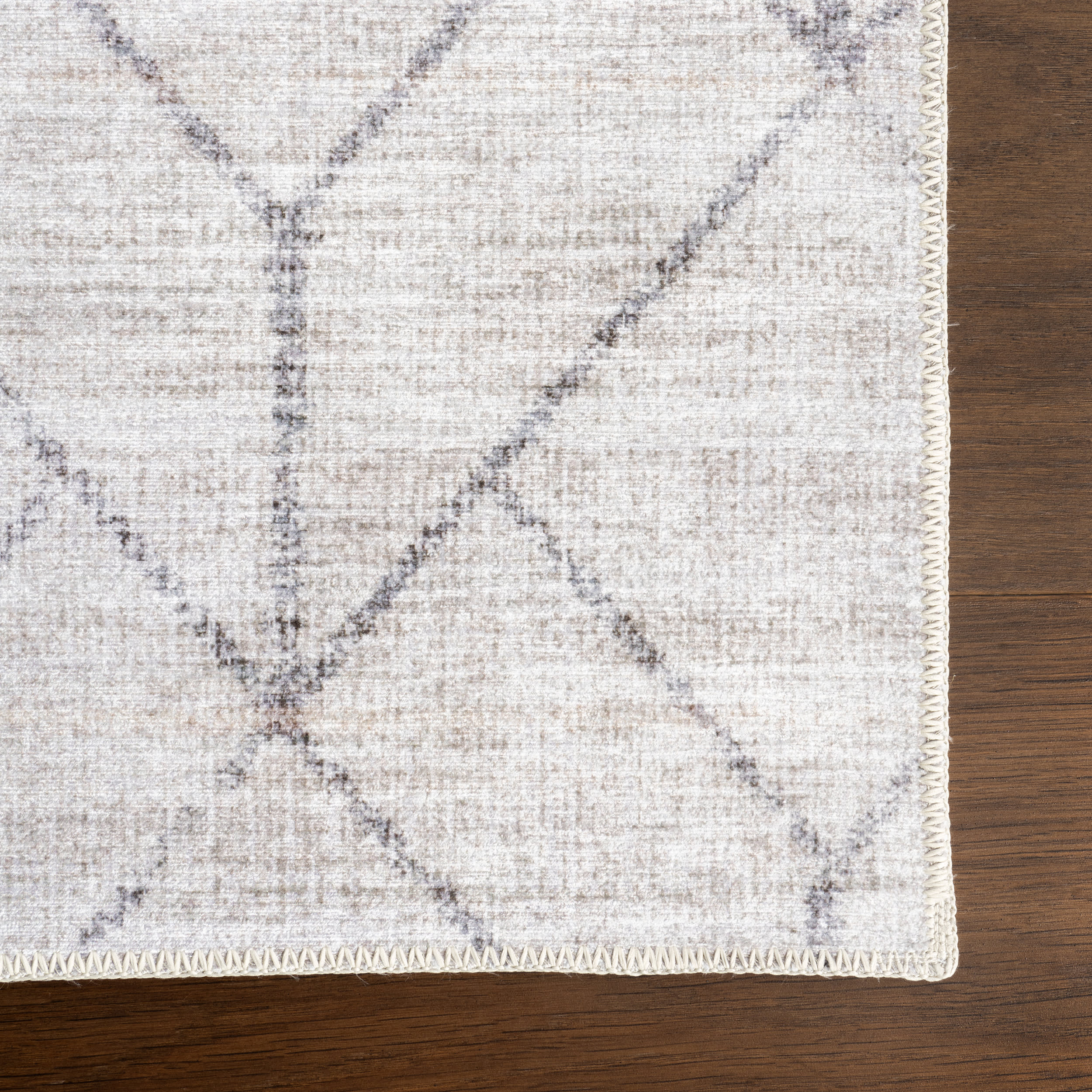 Stacey Diamond Spill Proof Washable Rug | Light Grey - Image 4