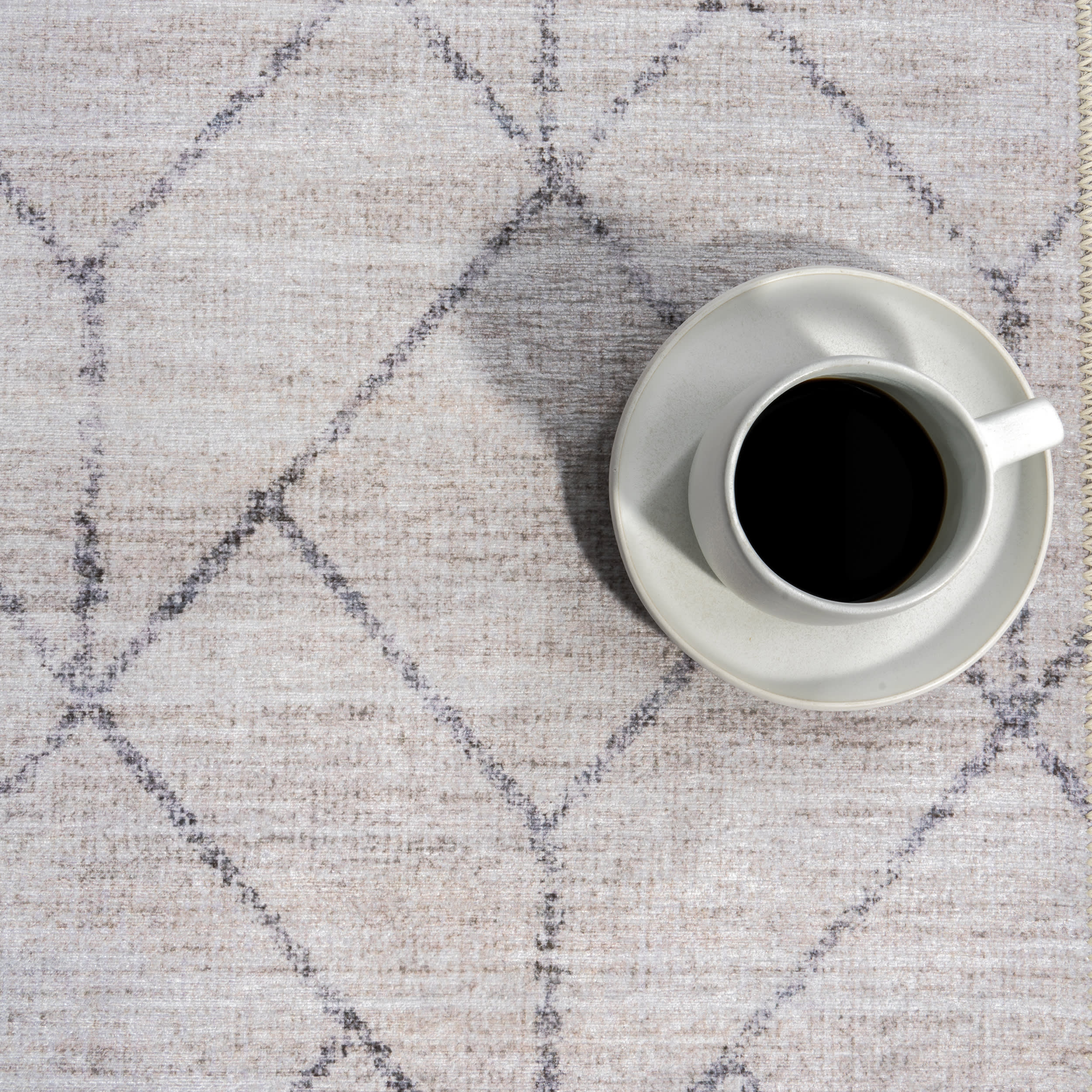 Stacey Diamond Spill Proof Washable Rug | Light Grey - Image 8
