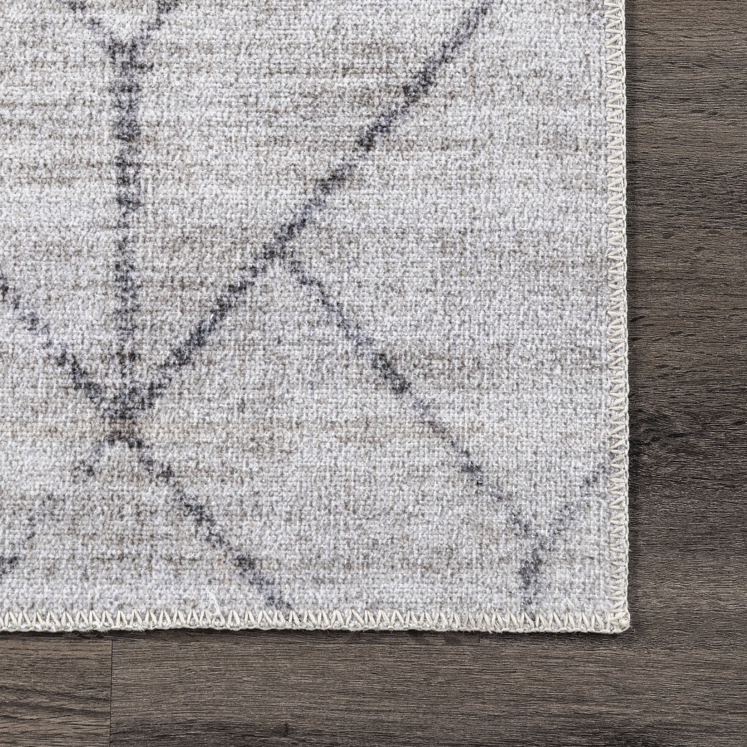 Stacey Washable Diamond Rug | Light Grey - Image 3