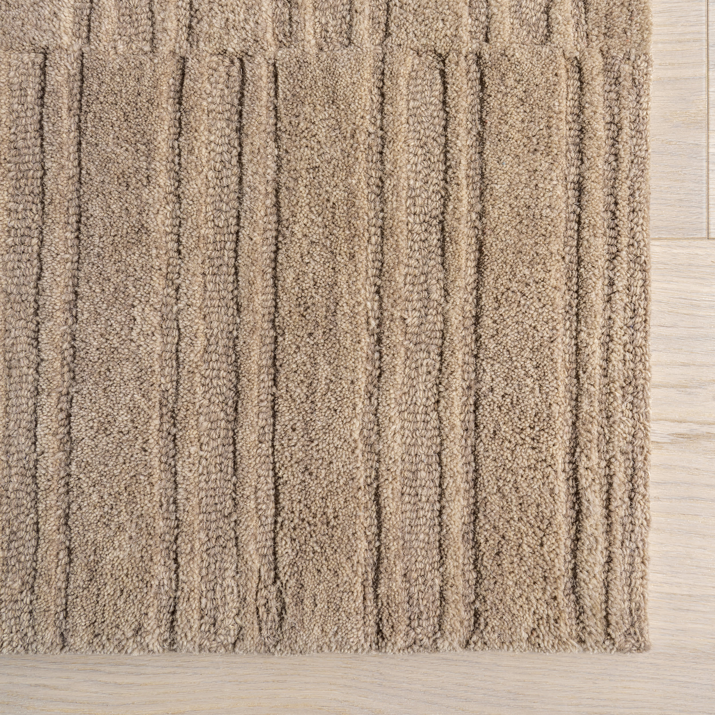 Starke Broken Stripe Wool Rug | Beige - Image 4