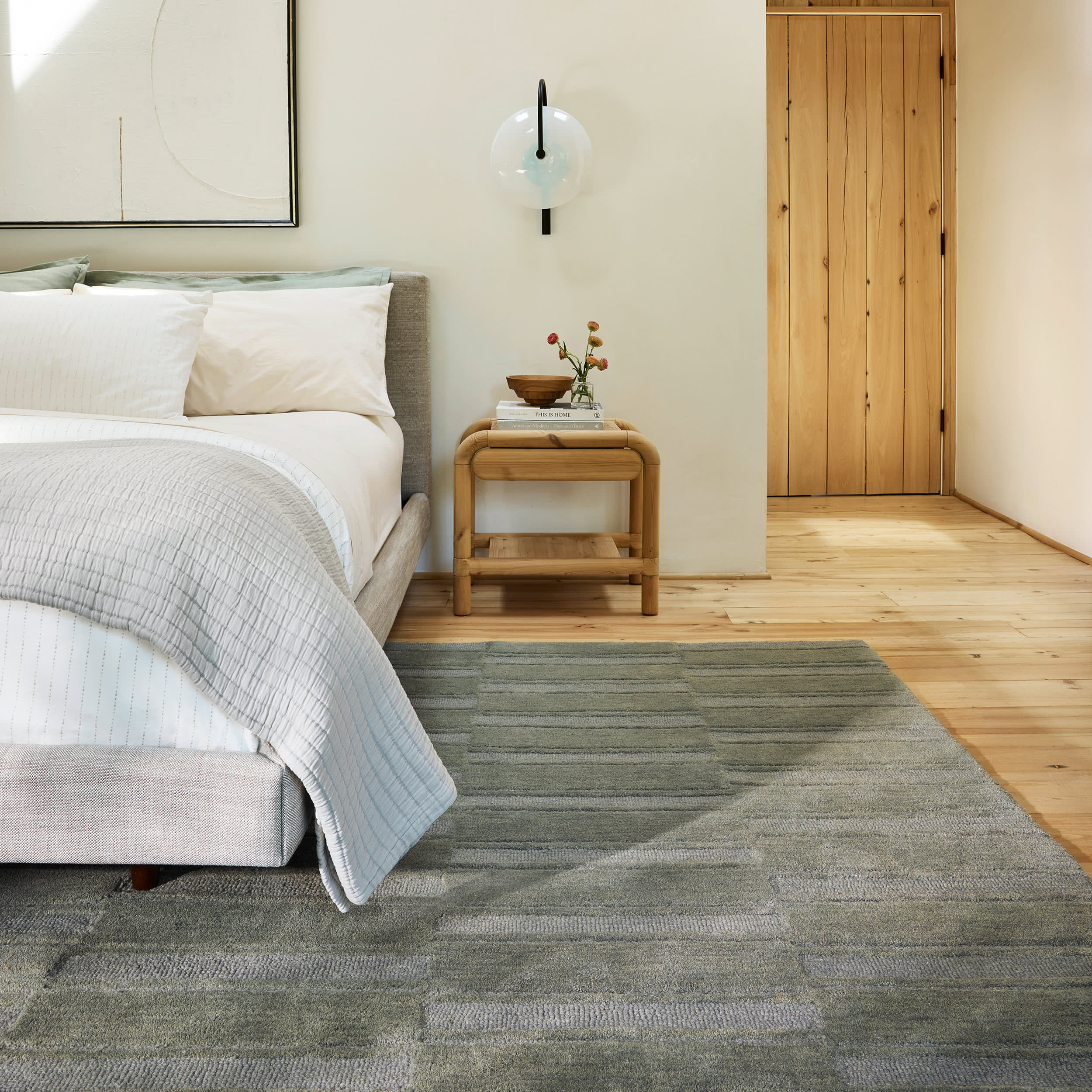 Starke Broken Stripe Wool Rug | Grey - Image 2