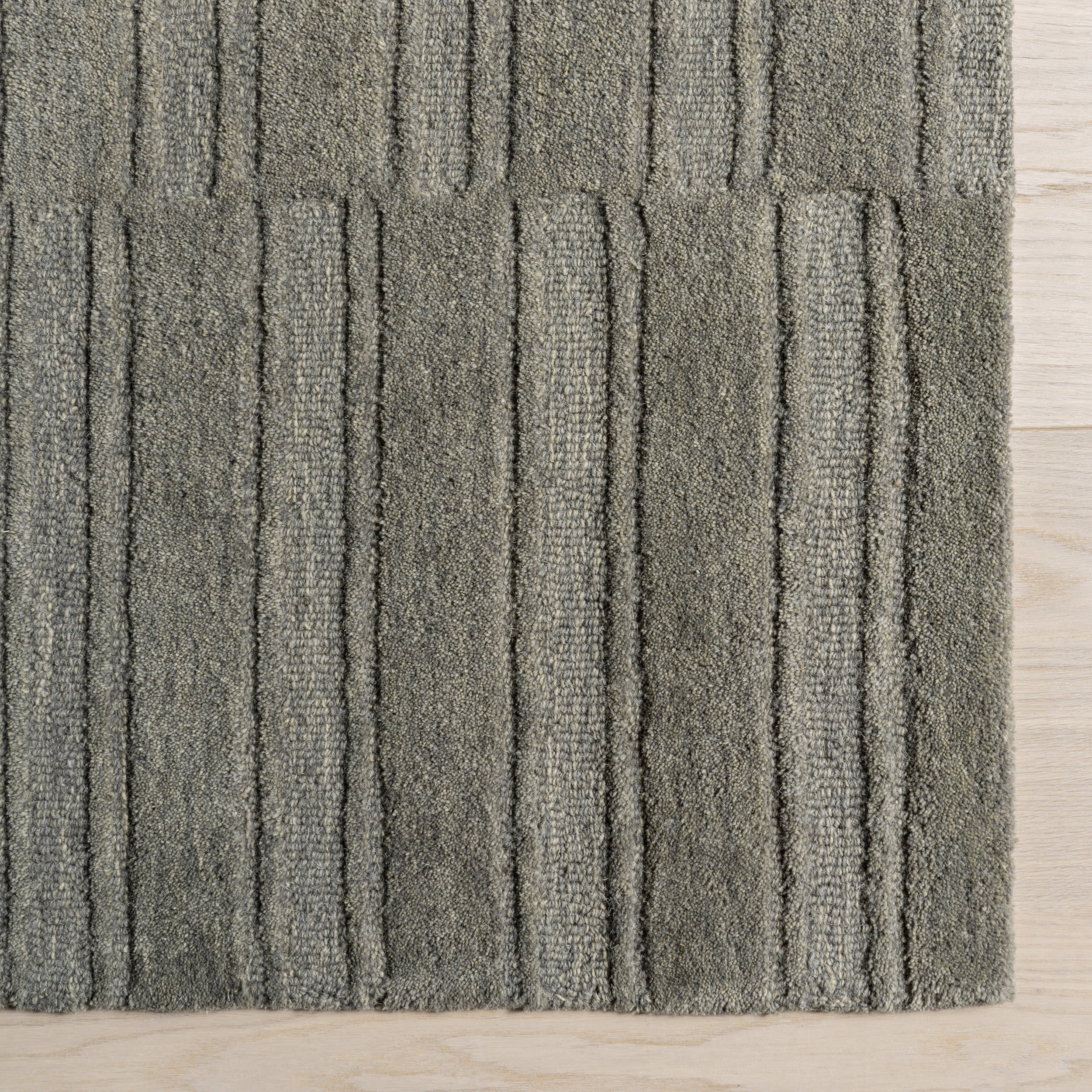 Starke Broken Stripe Wool Rug | Grey - Image 4