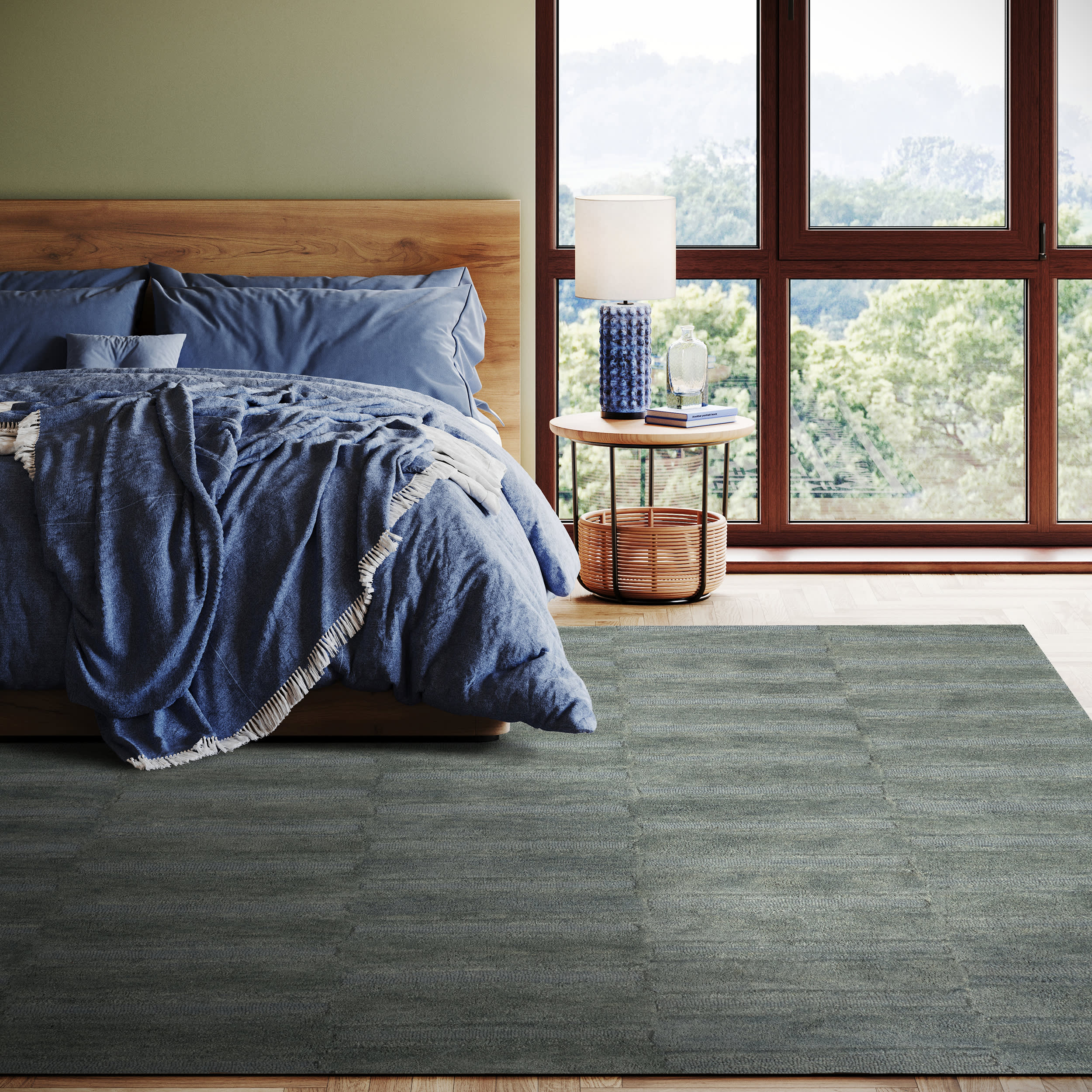 Starke Broken Stripe Wool Rug | Hunter Green - Image 9