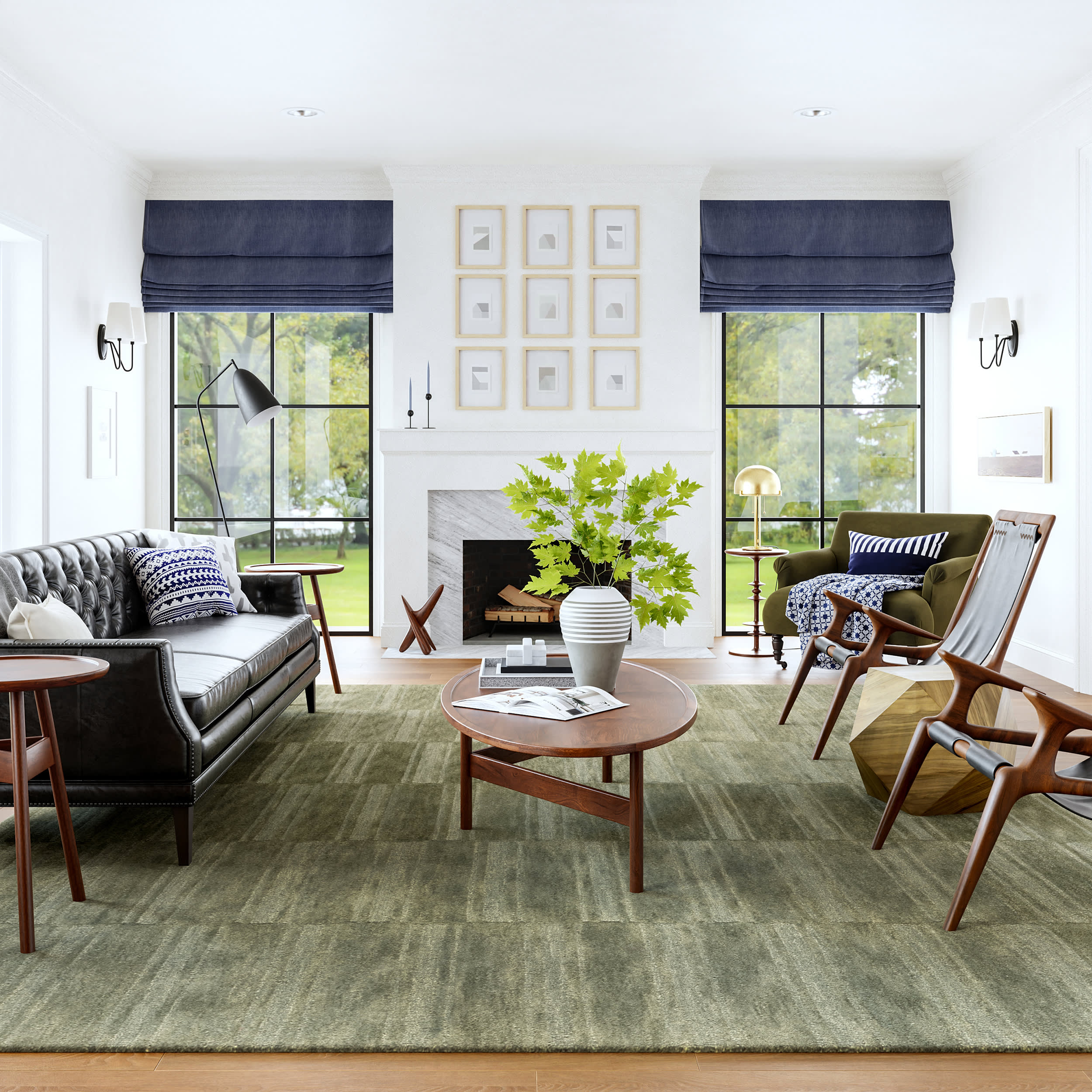 Starke Broken Stripe Wool Rug | Olive - Image 2