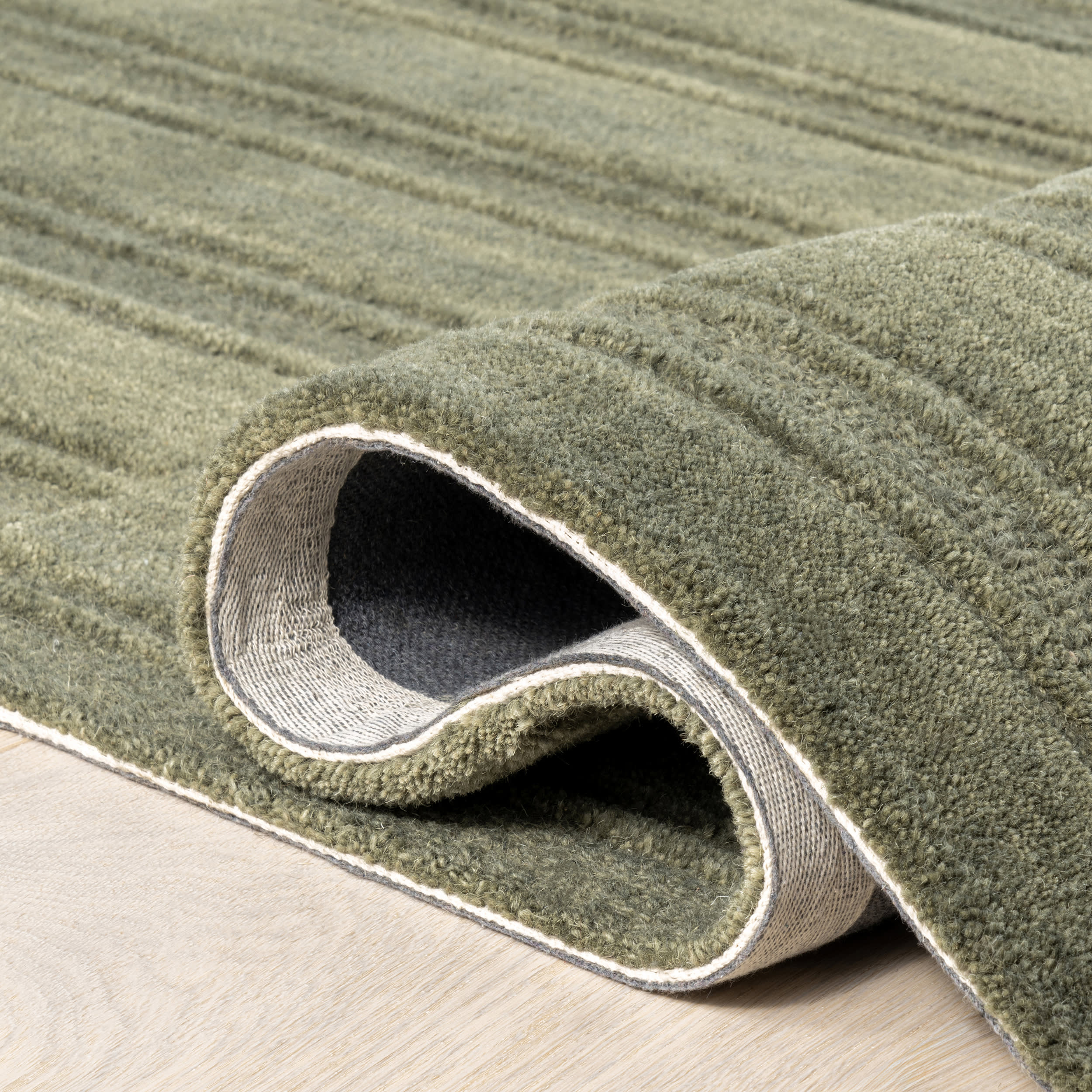 Starke Broken Stripe Wool Rug | Olive - Image 8