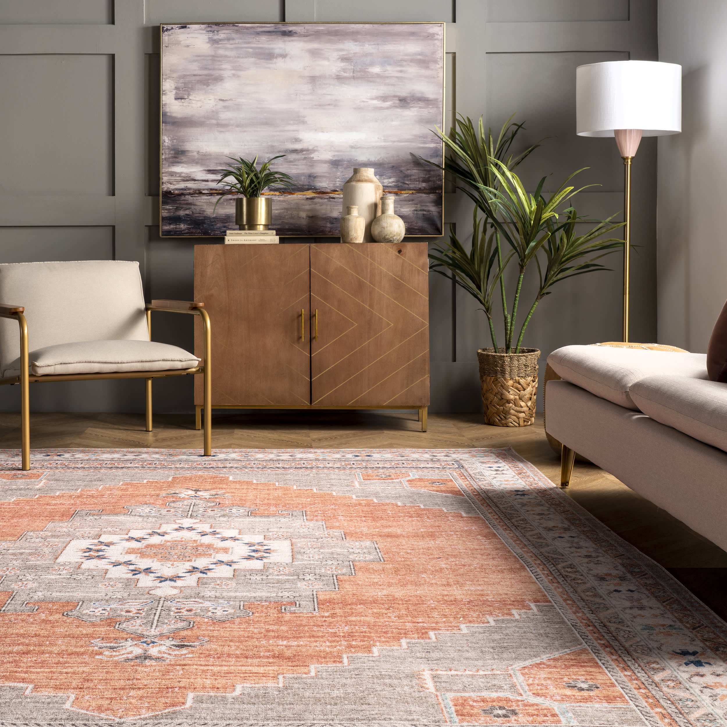 Stellar Medallion Washable Rug | Rust - Image 4