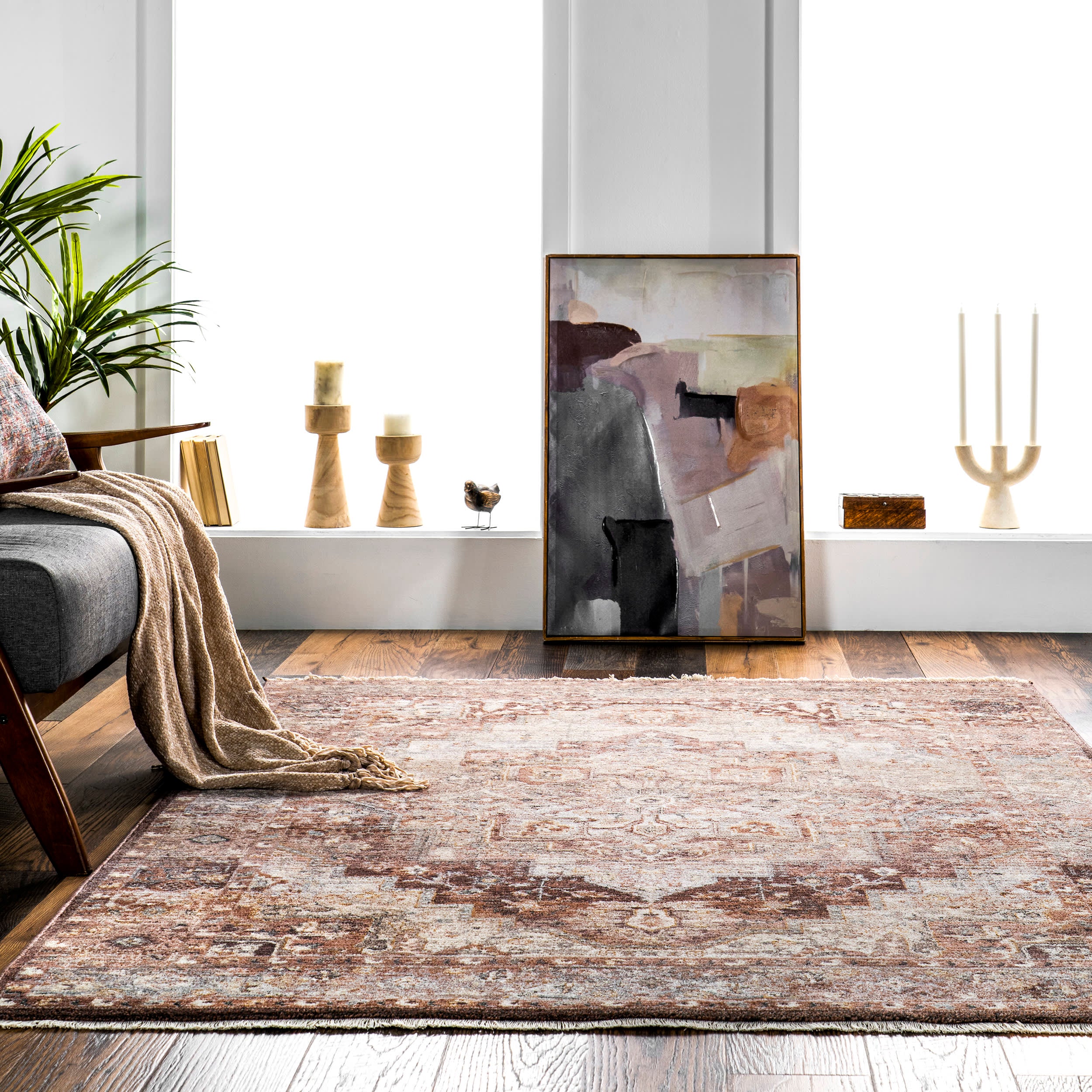 Steph Aged Medallion Rug | Brown - Image 4