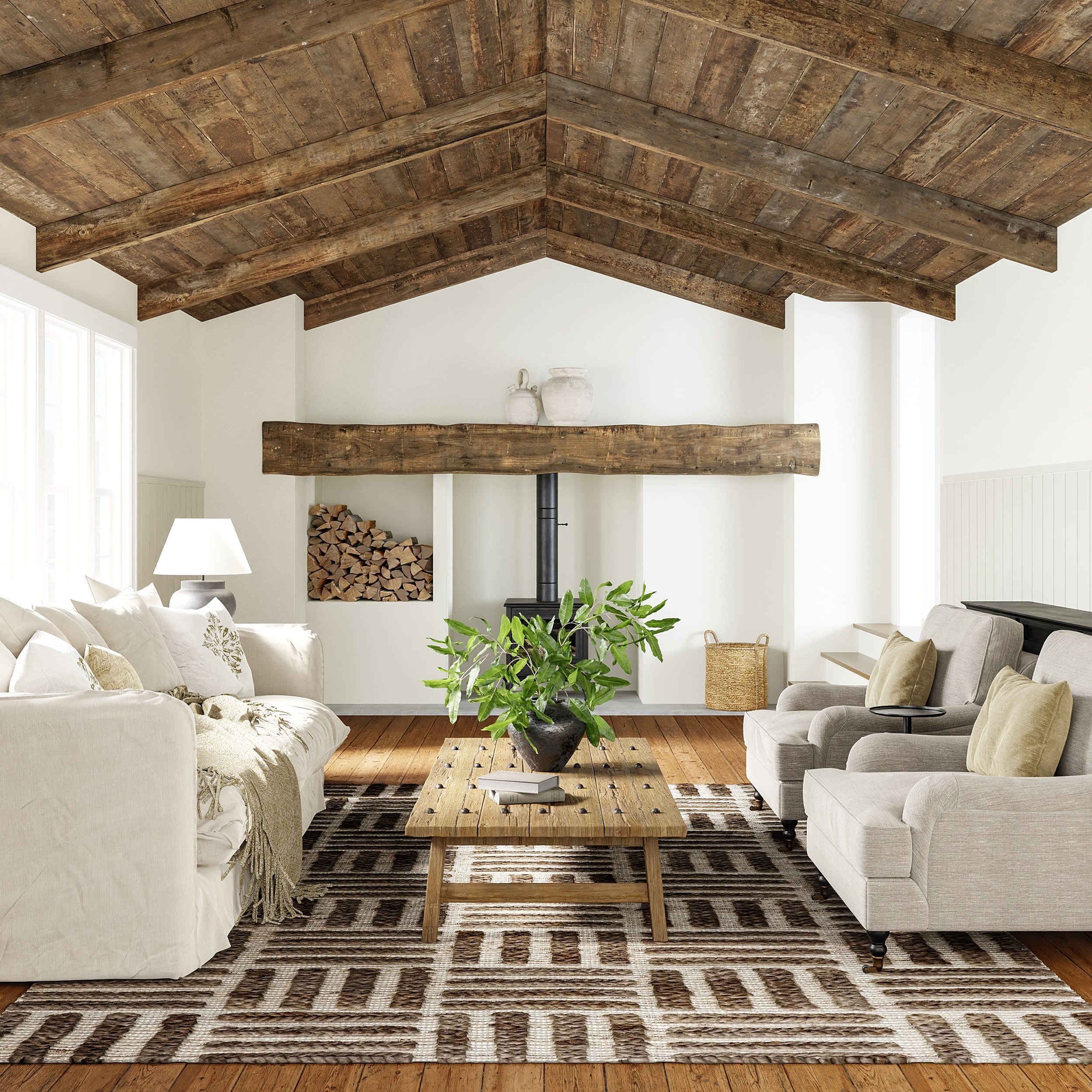 Stepstones Tiled Rug | Ivory - Image 2
