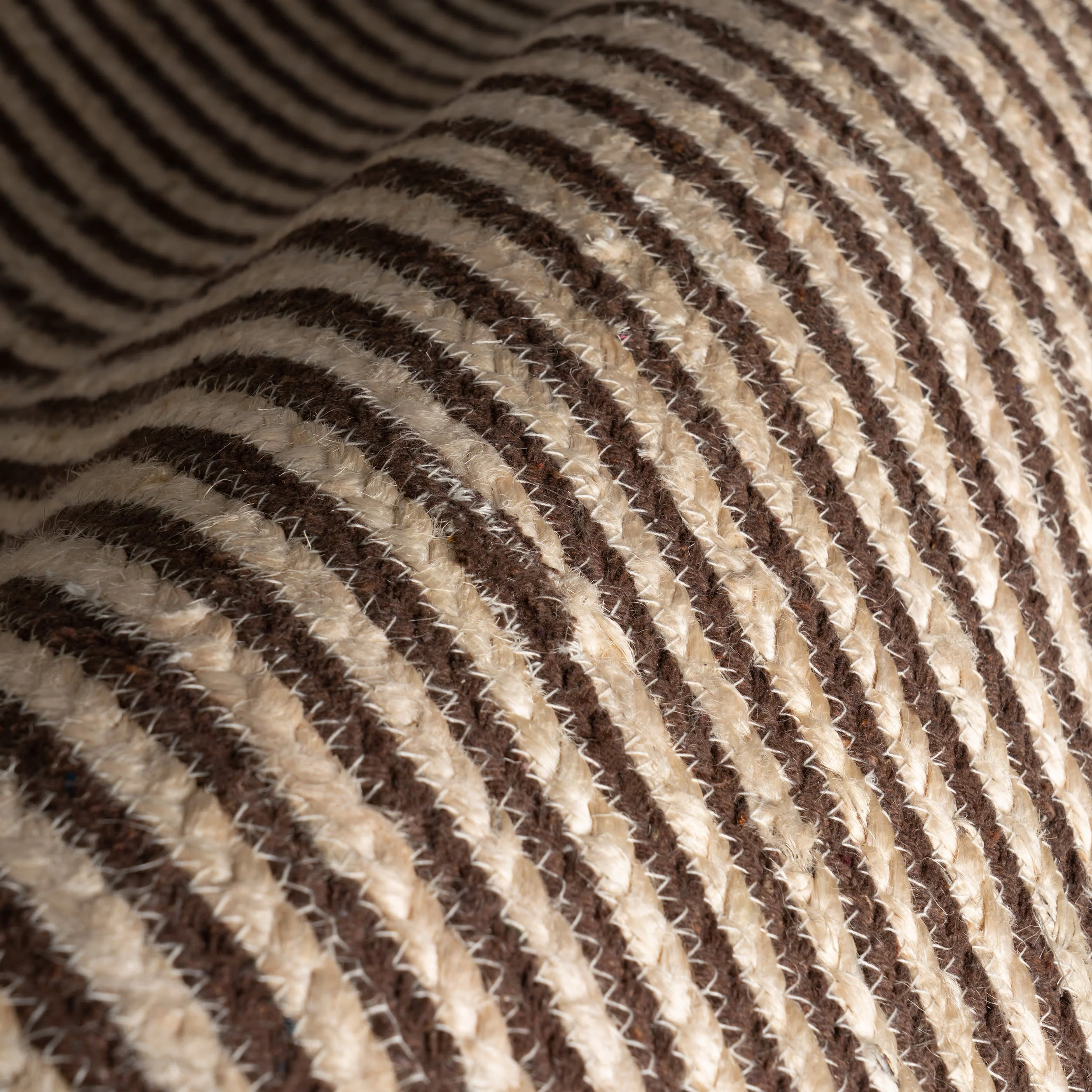 Mysore Hand-Braided Jute Oval Striped Rug | Dark Brown - Image 3