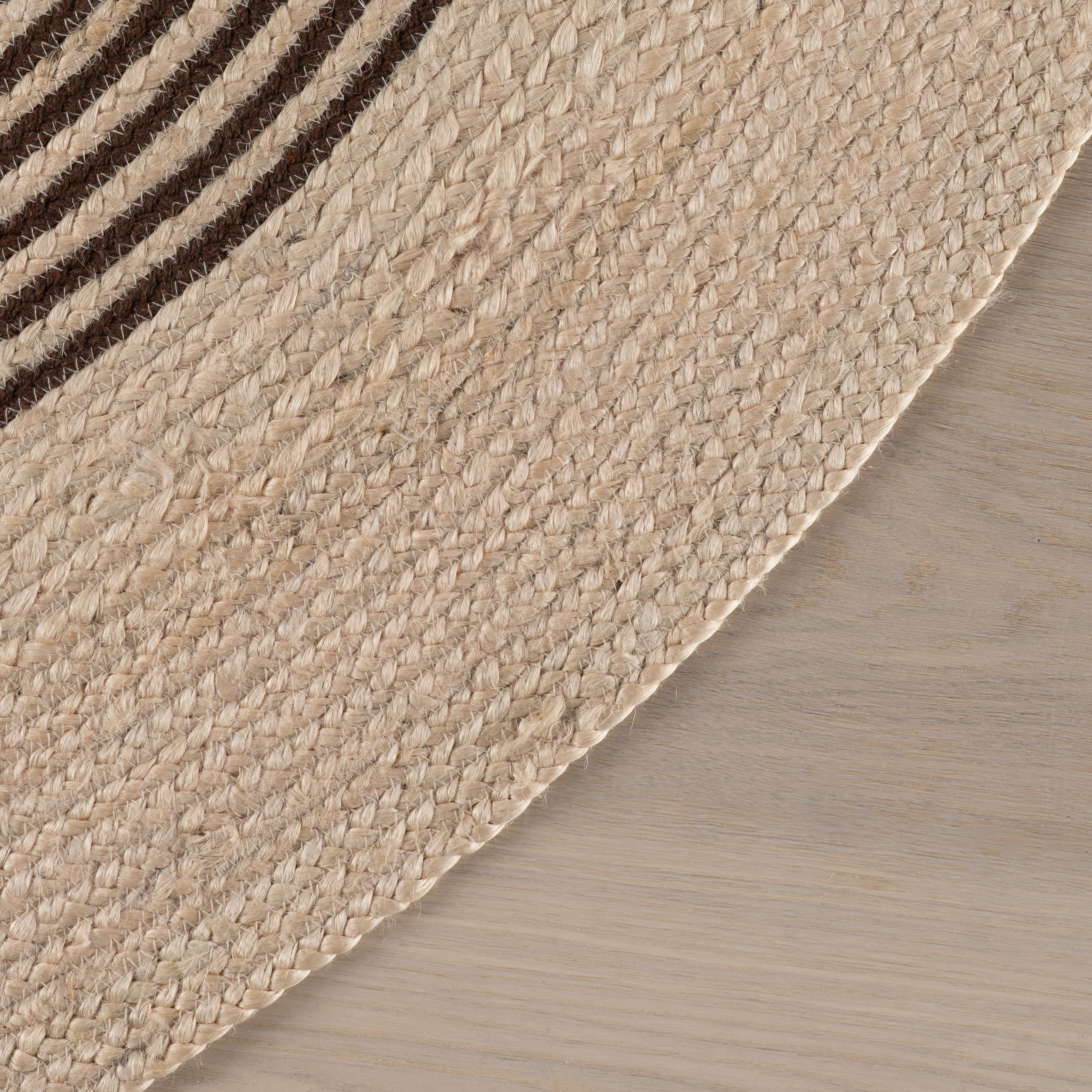 Mysore Hand-Braided Jute Oval Striped Rug | Dark Brown - Image 4