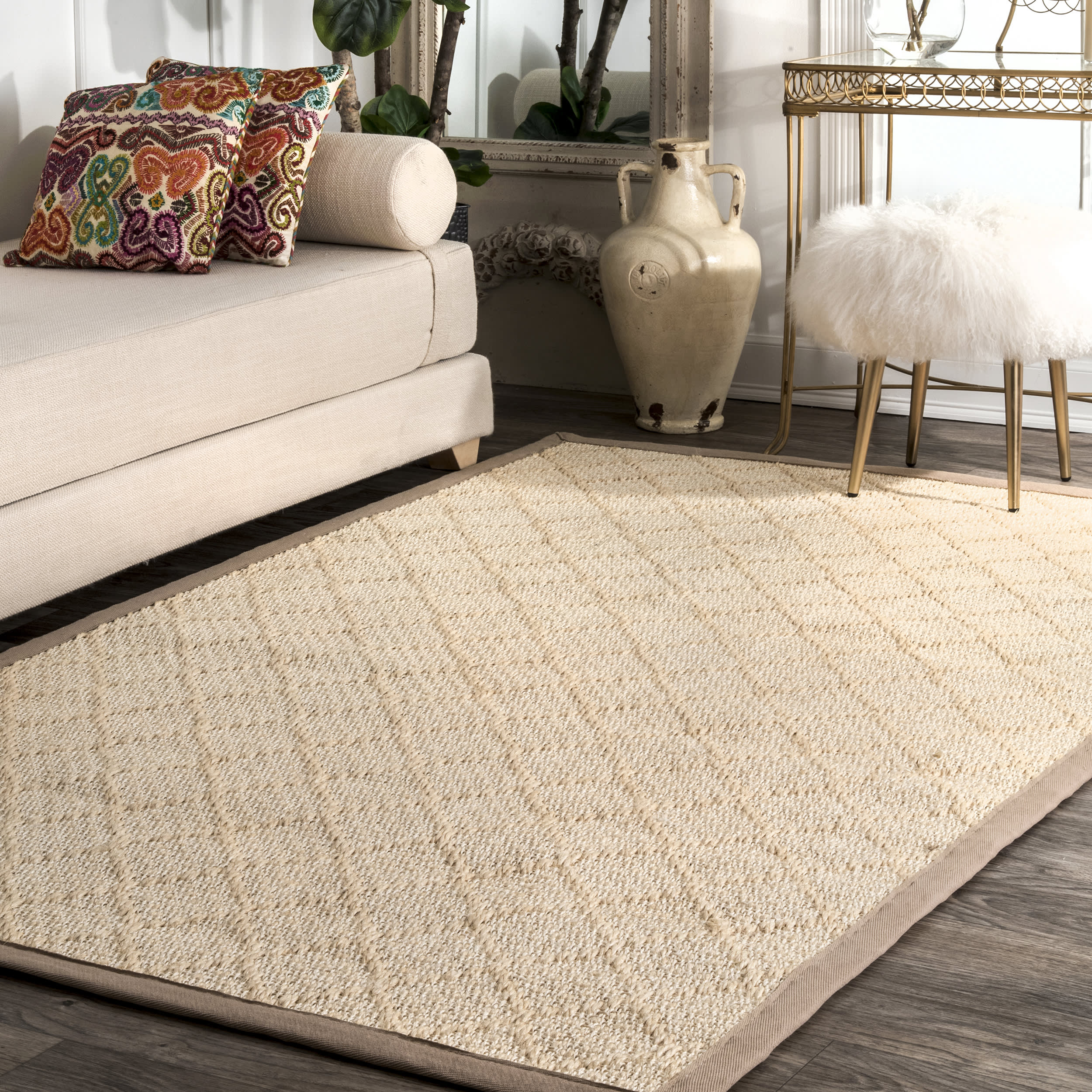 Stitched Trellis Rug | Natural - Image 2