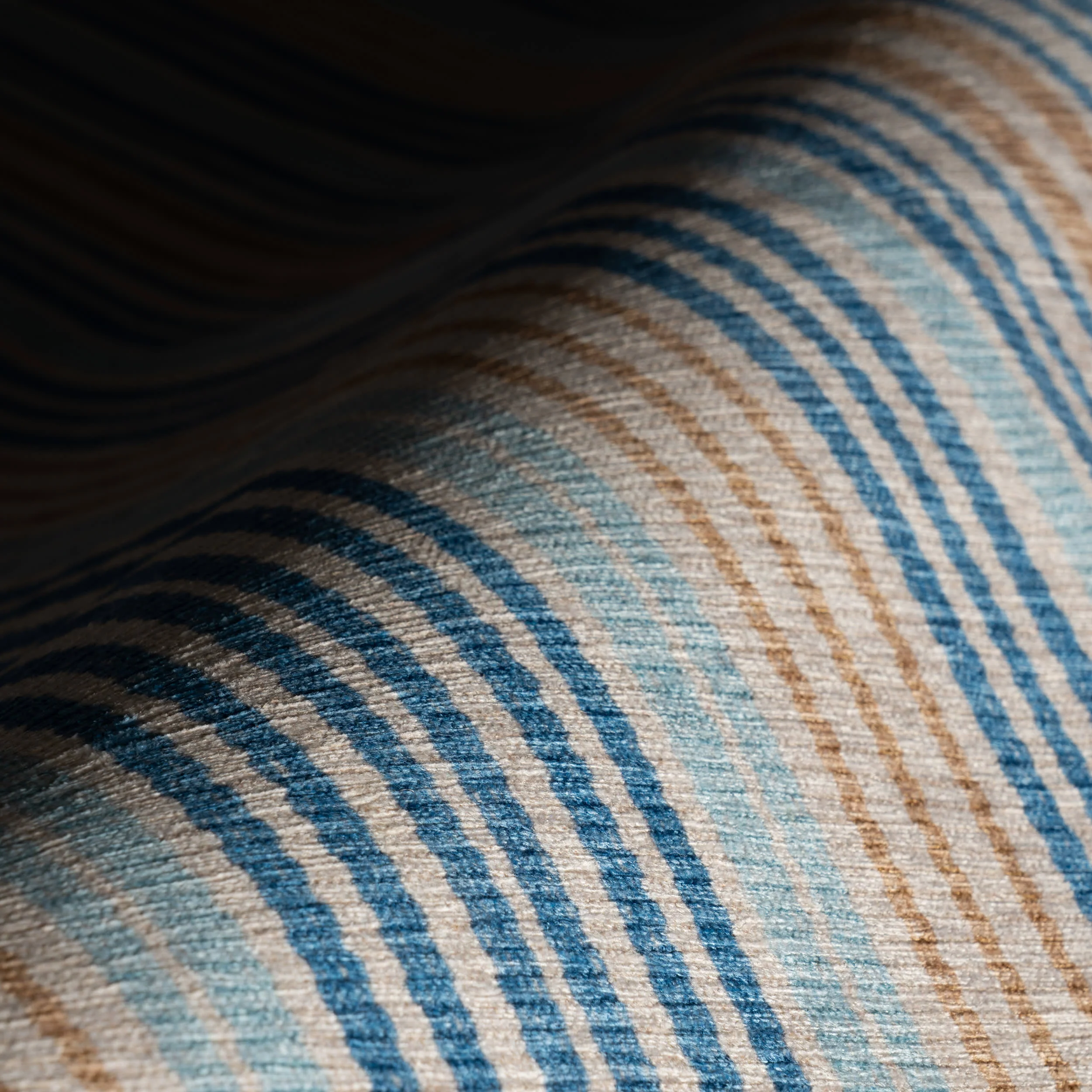 Stockholm Striped Machine Washable Rug | Blue - Image 4