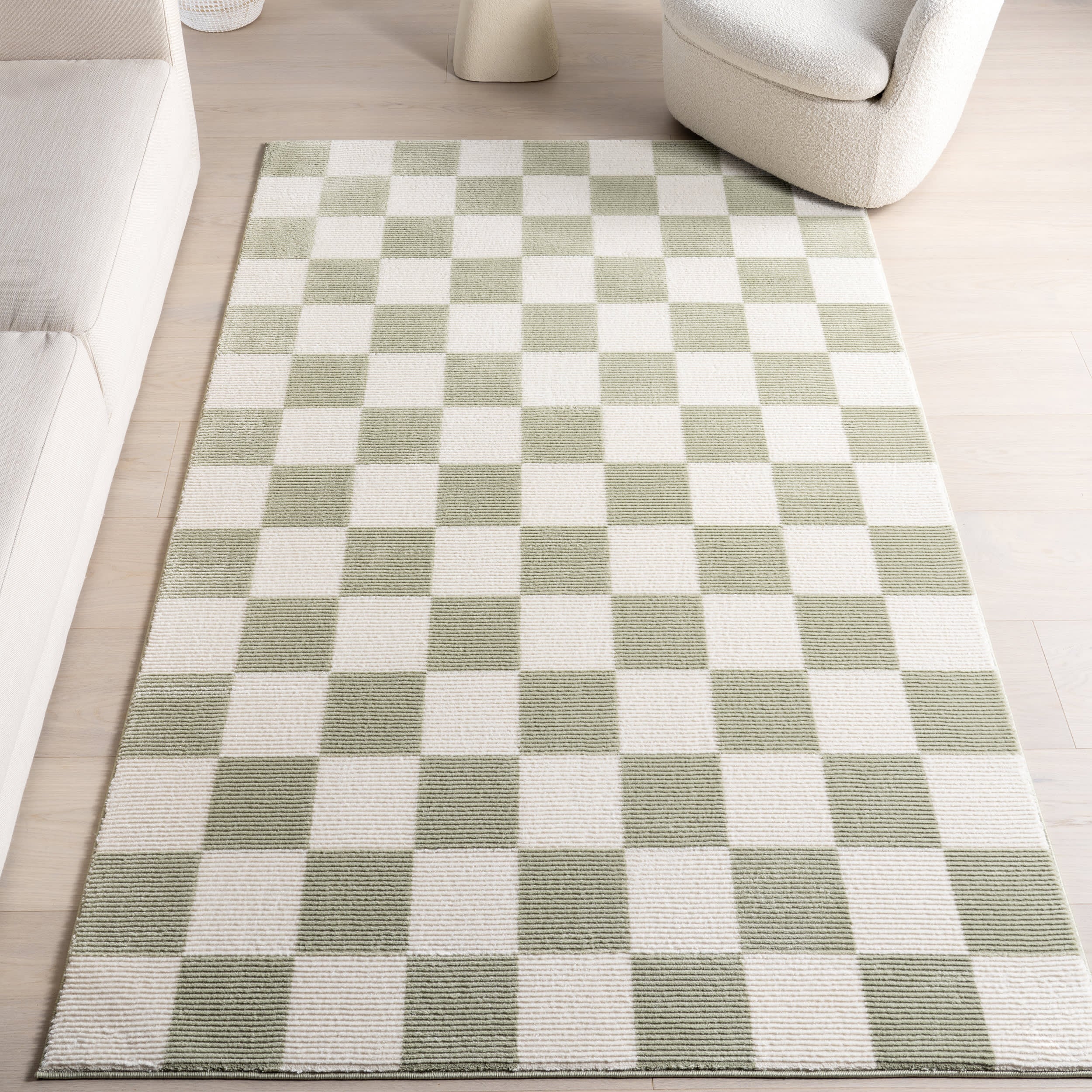Stockton Plush Textured Washable Rug | Light Green - Image 9