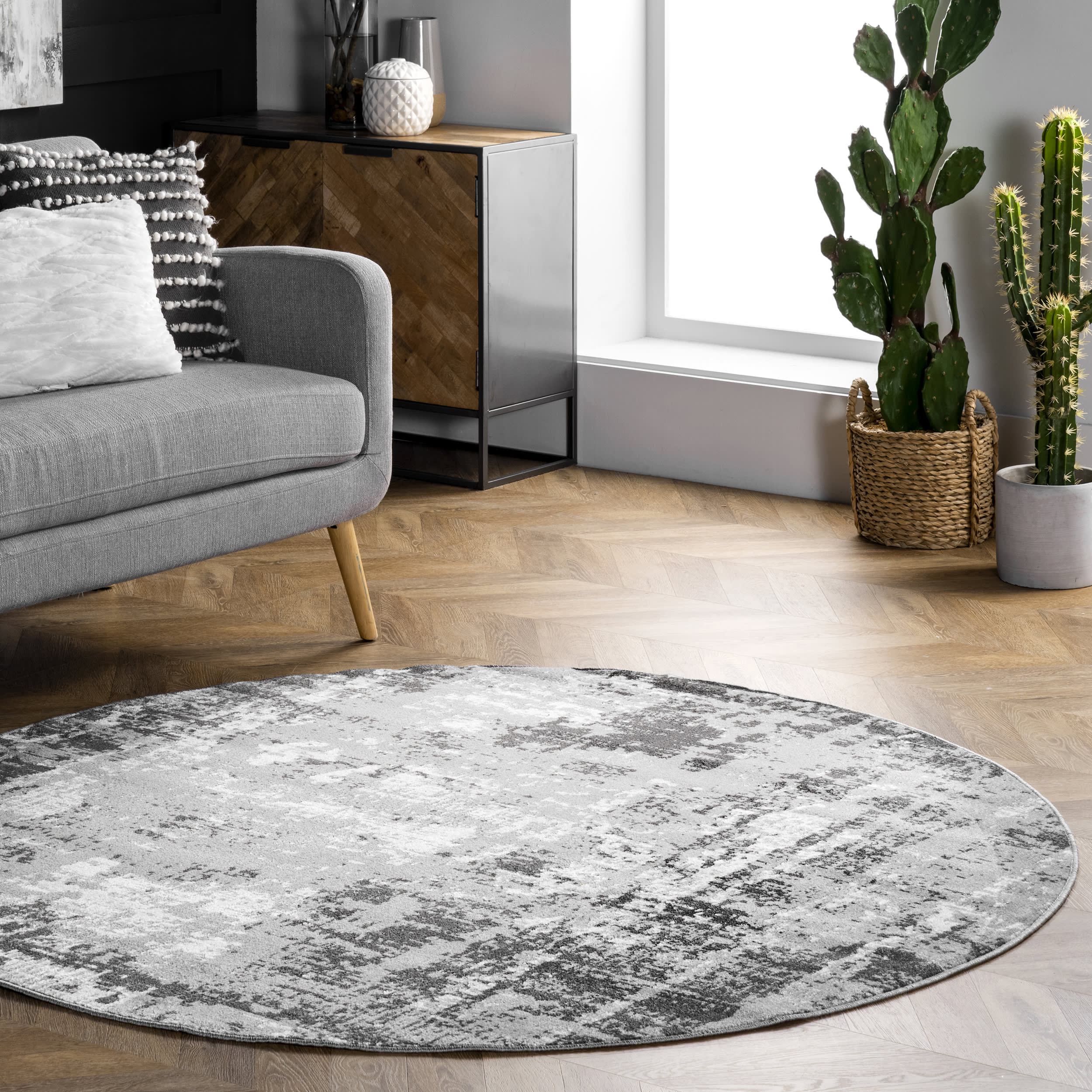 Strained Abstract Rug | Grey - Image 2
