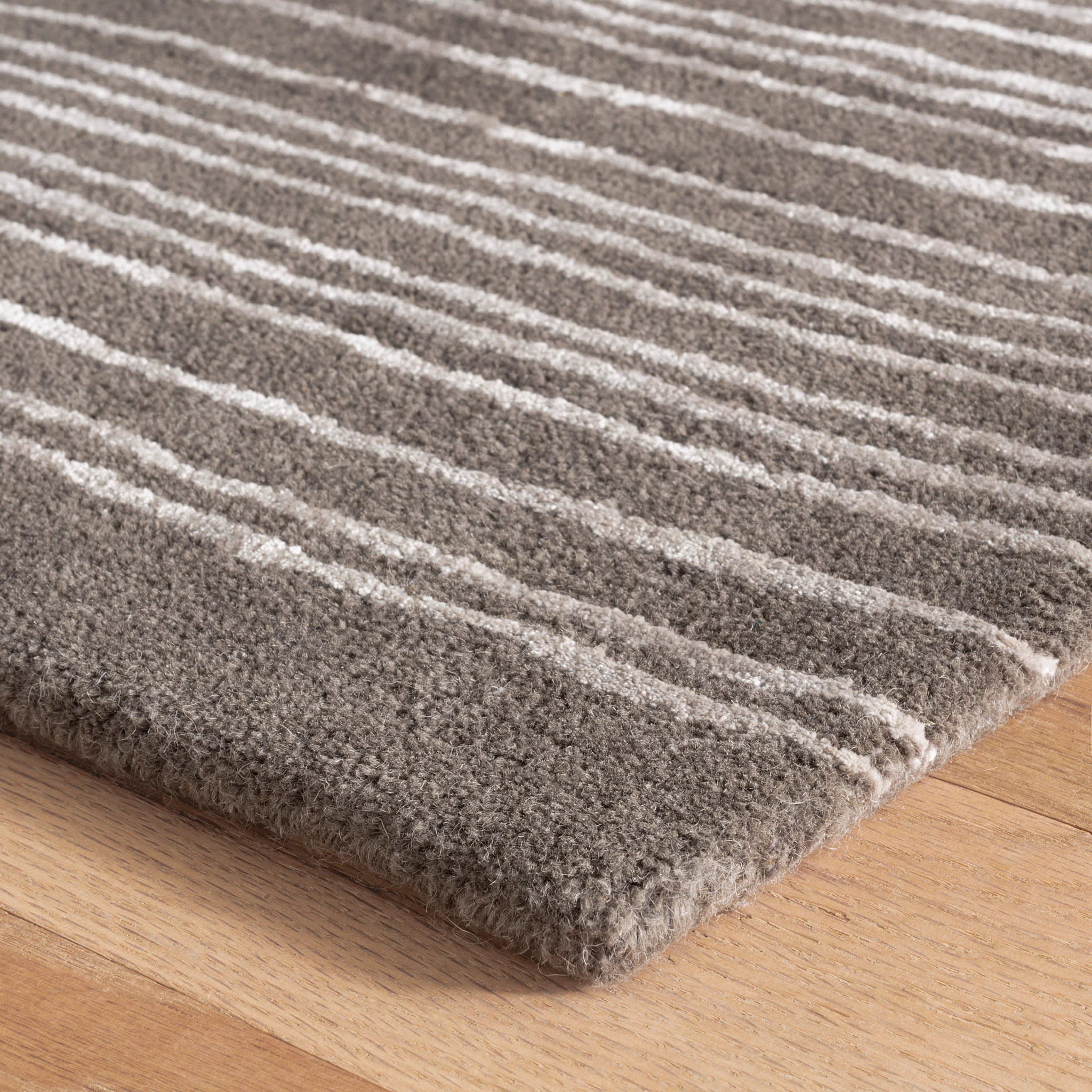 Striae Hand Tufted Wool Rug | Grey - Image 5