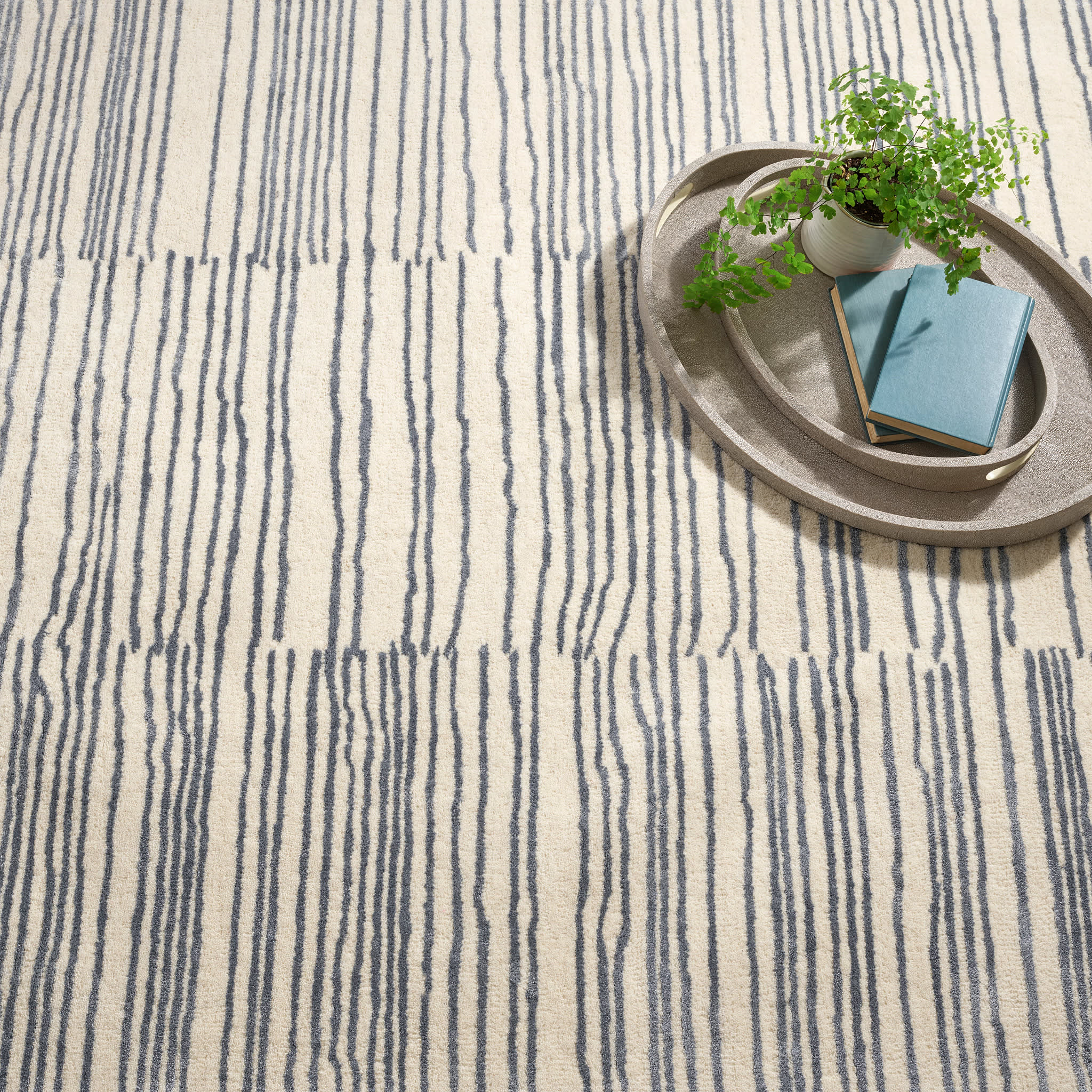Striae Hand Tufted Wool Rug | Pewter Blue - Image 3
