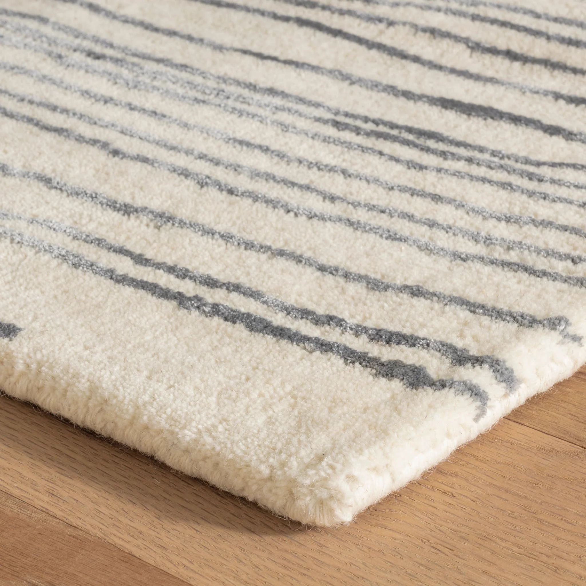 Striae Hand Tufted Wool Rug | Pewter Blue - Image 4
