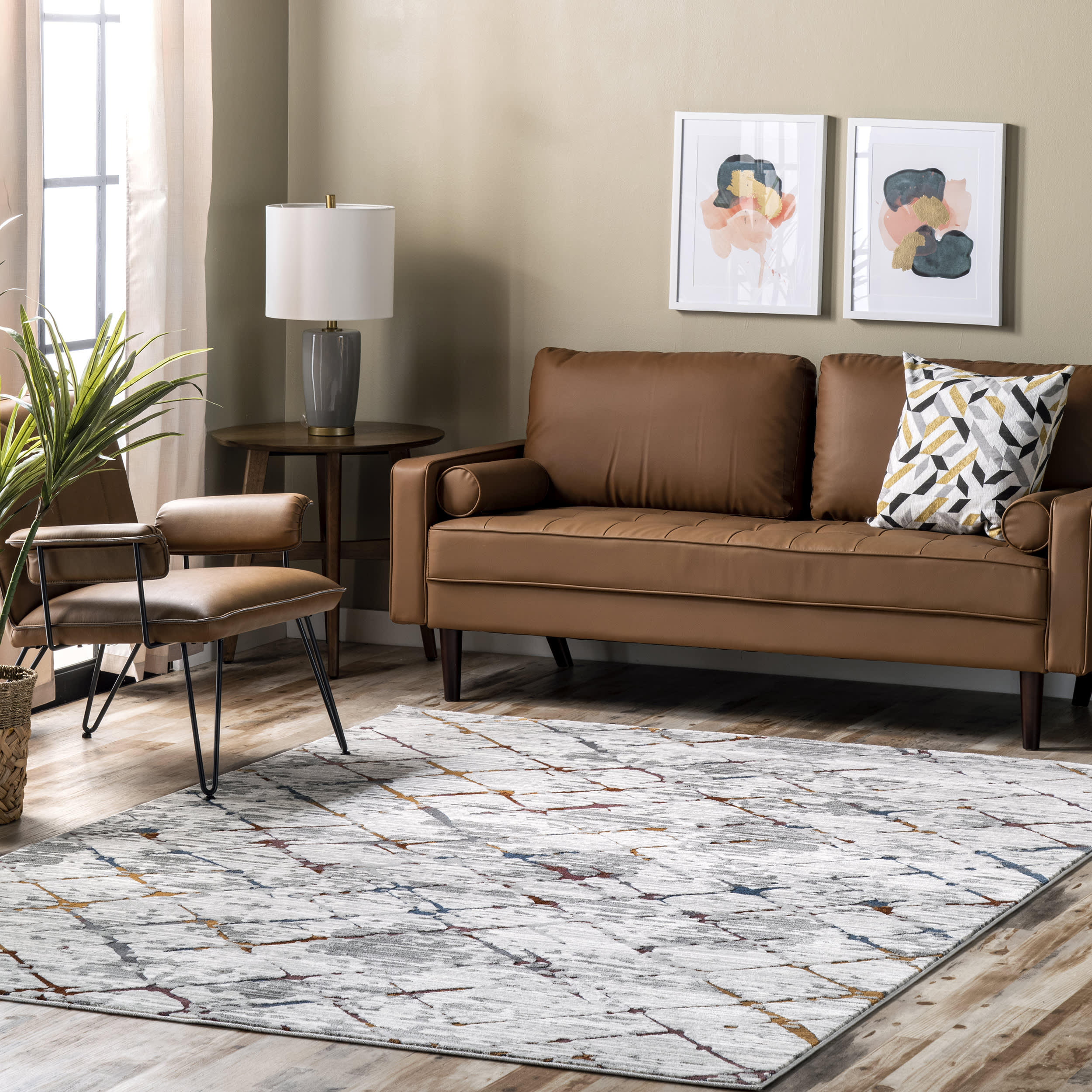 Striated Abstract Rug | Light Grey - Image 2