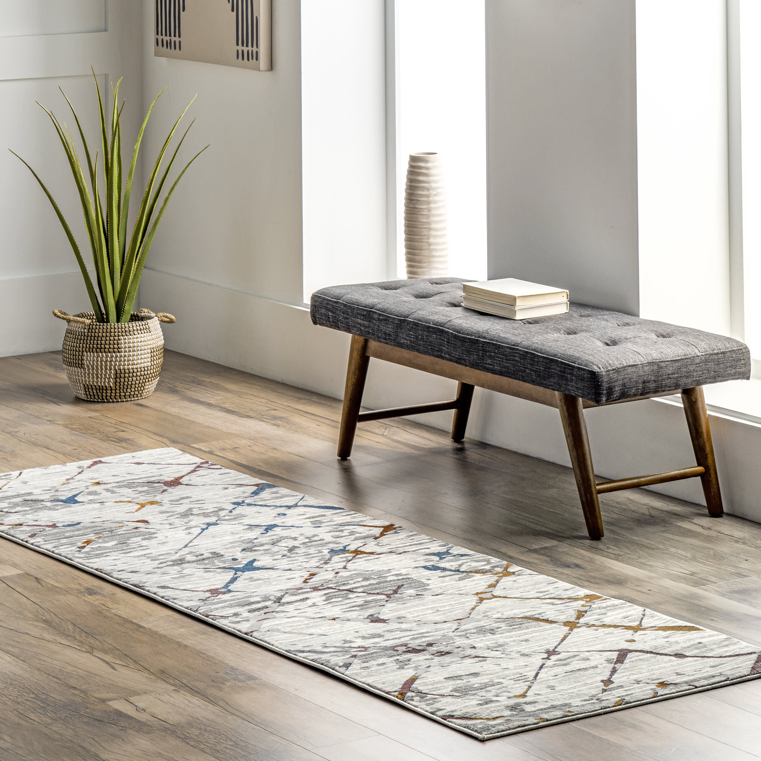 Striated Abstract Rug | Light Grey - Image 2