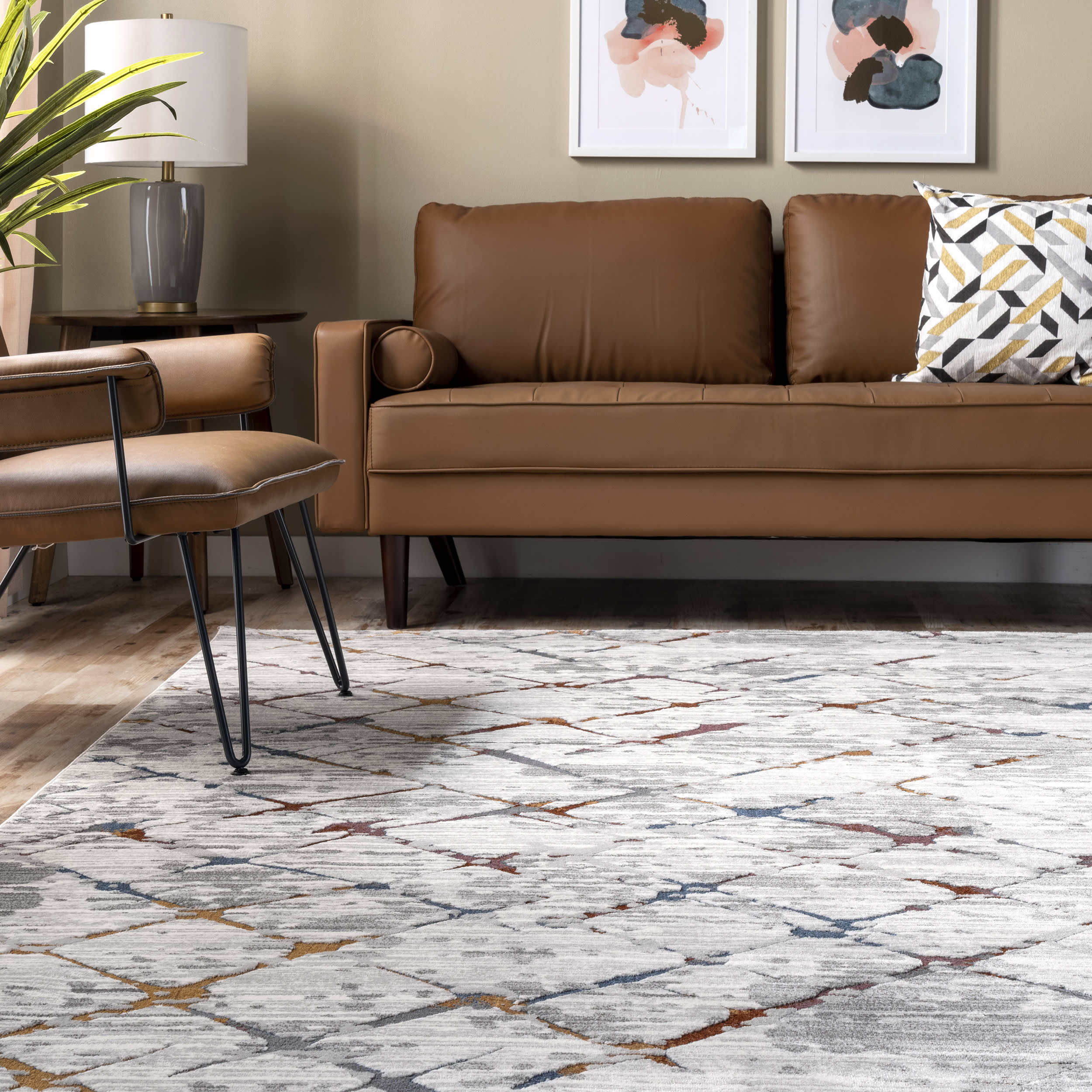 Striated Abstract Rug | Light Grey - Image 4
