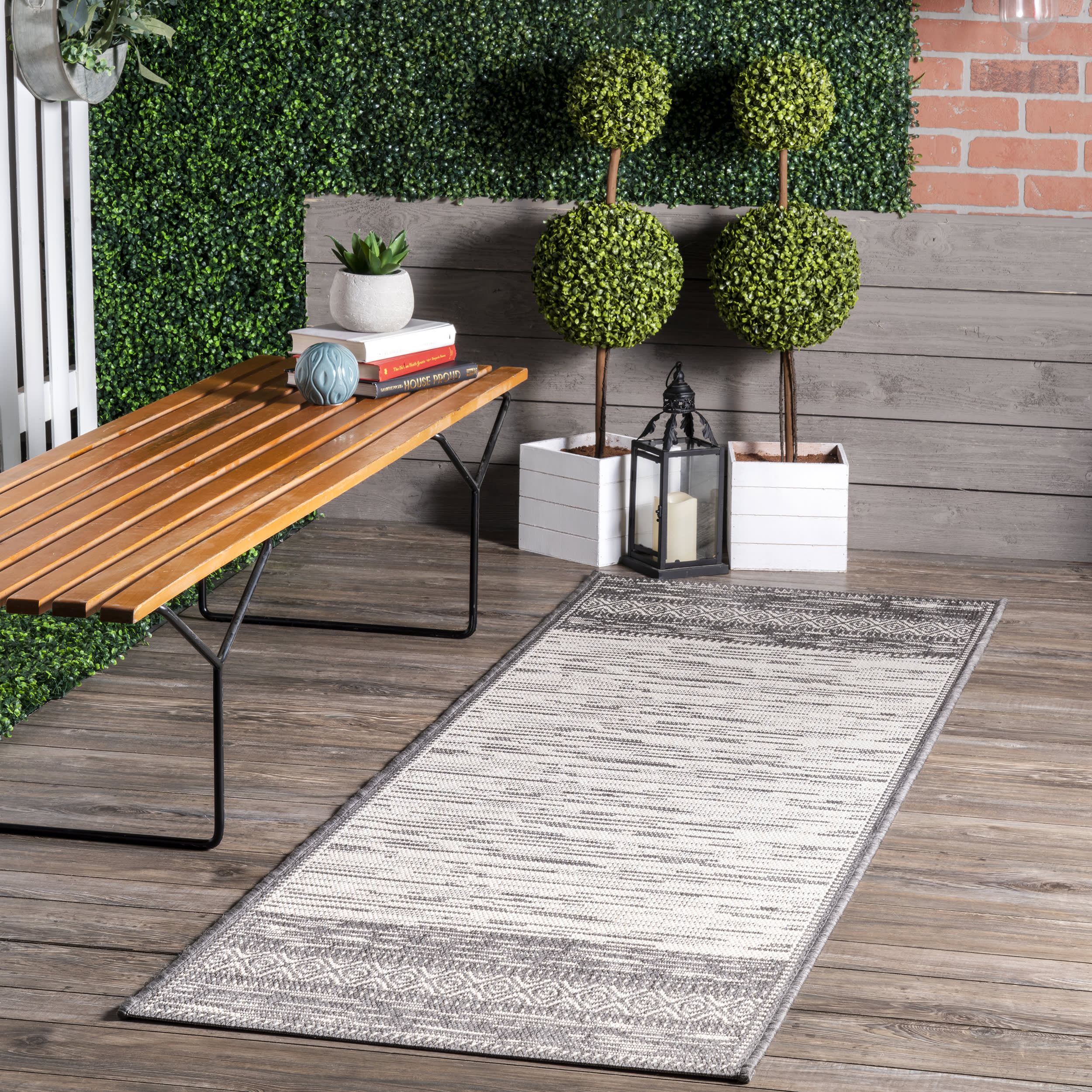 Striated Indoor/Outdoor Rug | Grey - Image 2