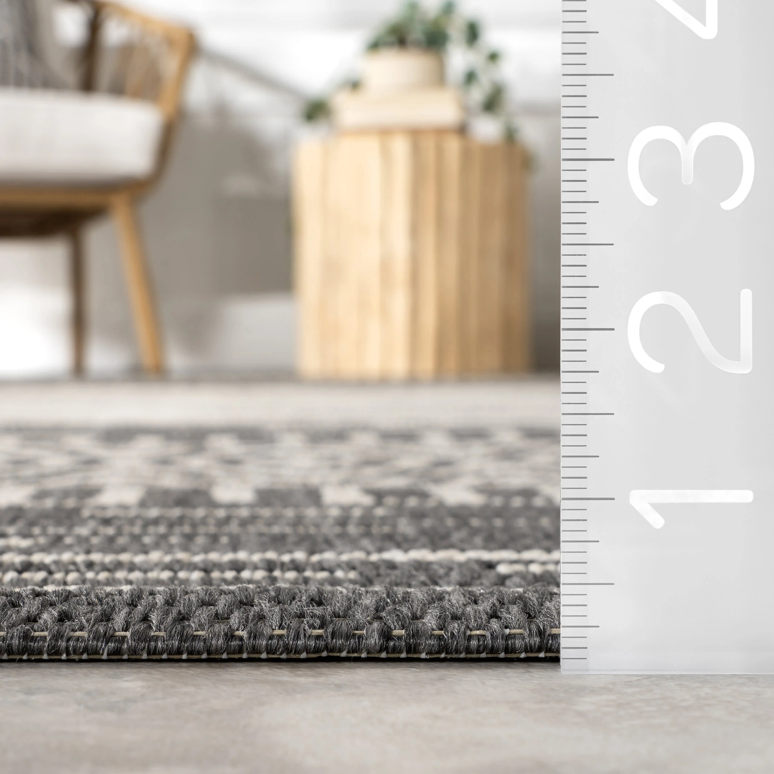 Striated Indoor/Outdoor Rug | Grey - Image 5