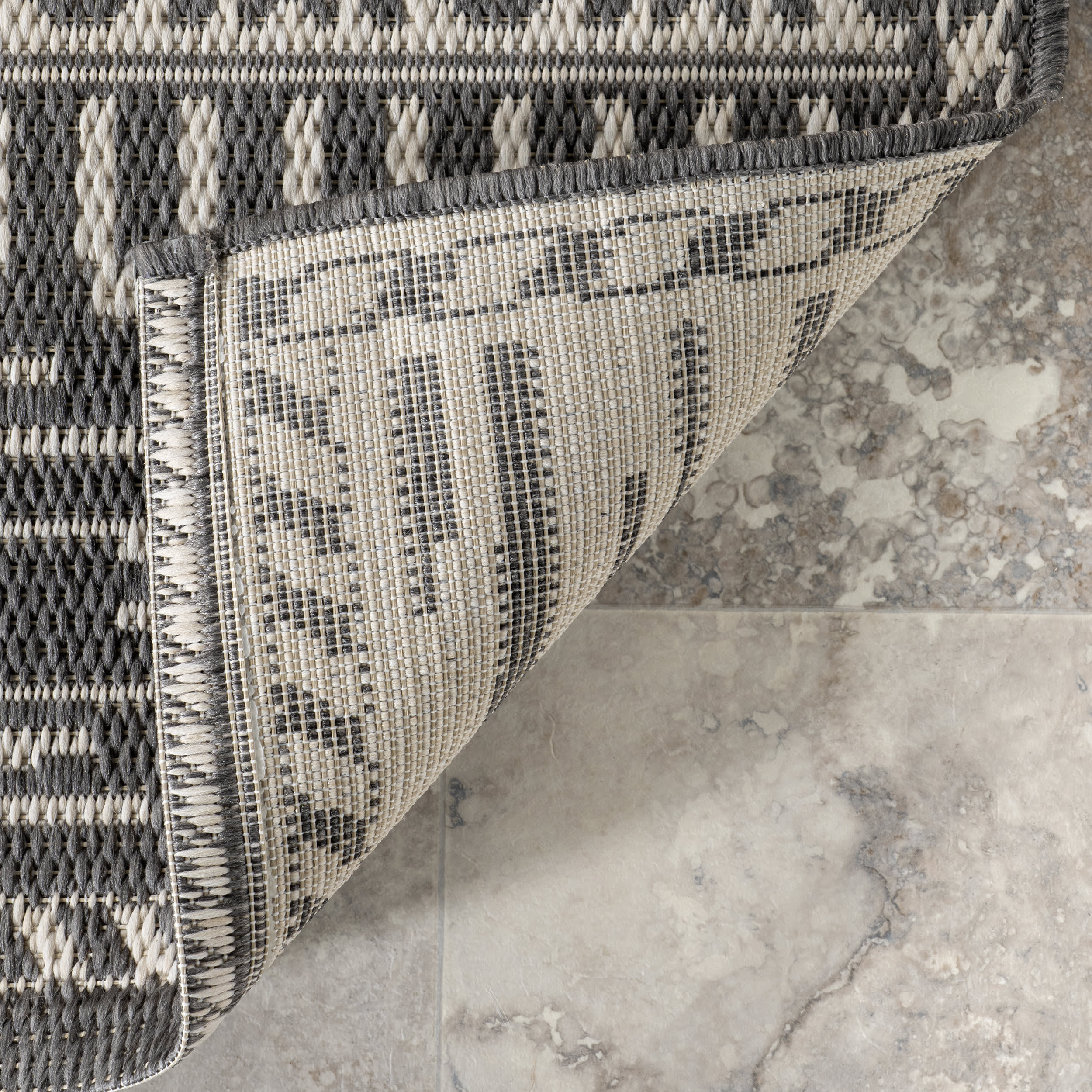 Striated Indoor/Outdoor Rug | Grey - Image 6