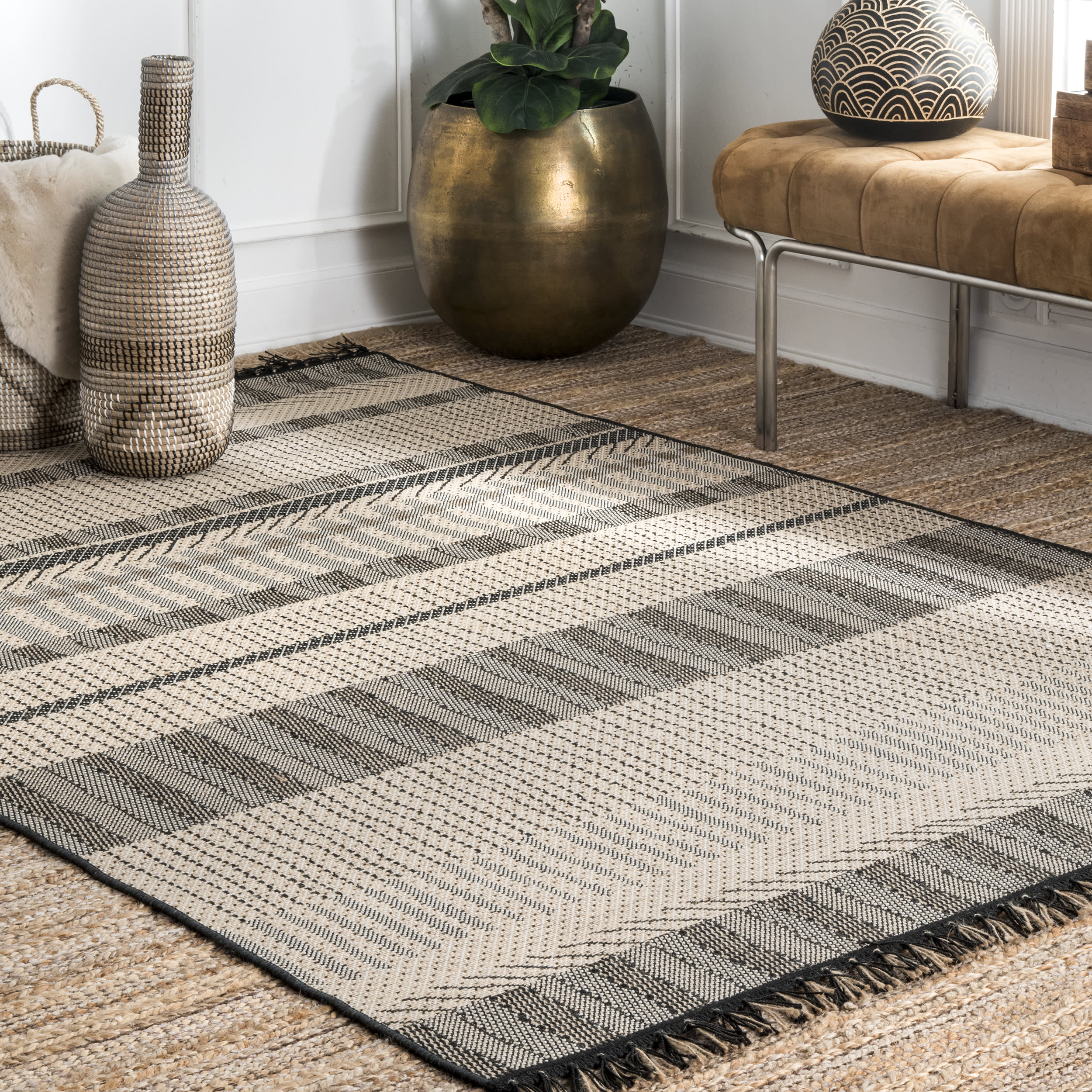 Striated Moroccan Rug | Grey - Image 2