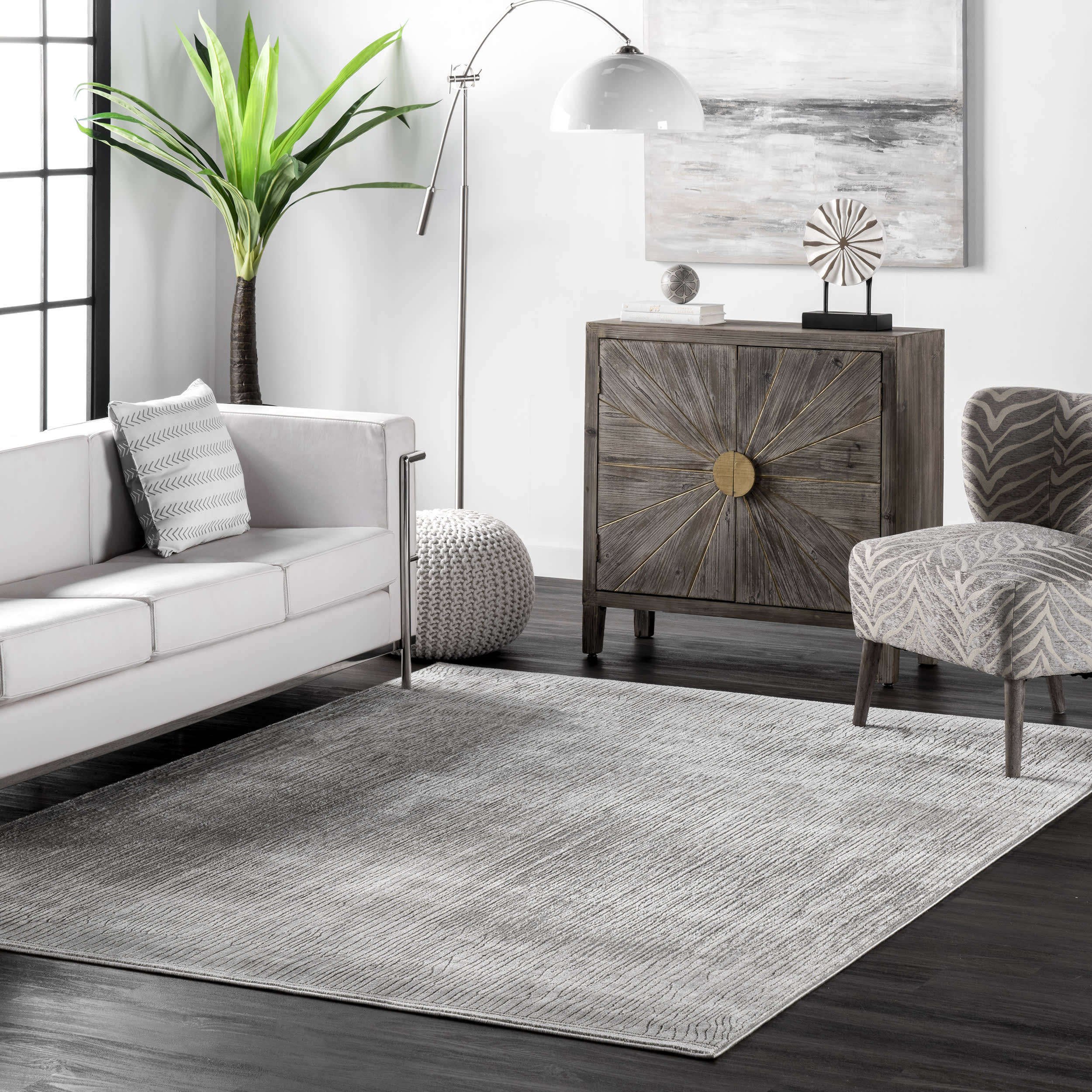 Striated Vintage Rug | Grey - Image 2