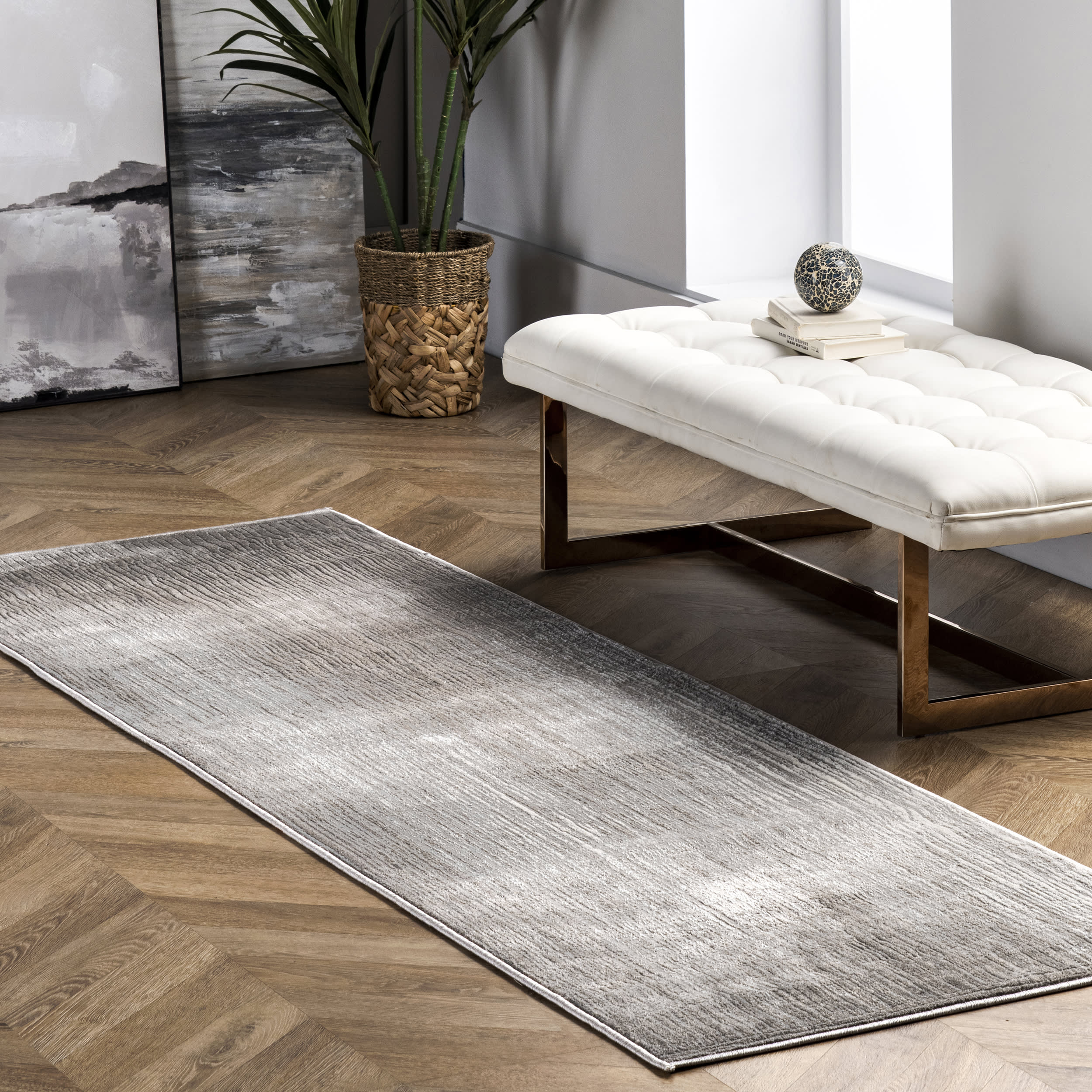Striated Vintage Rug | Grey - Image 2