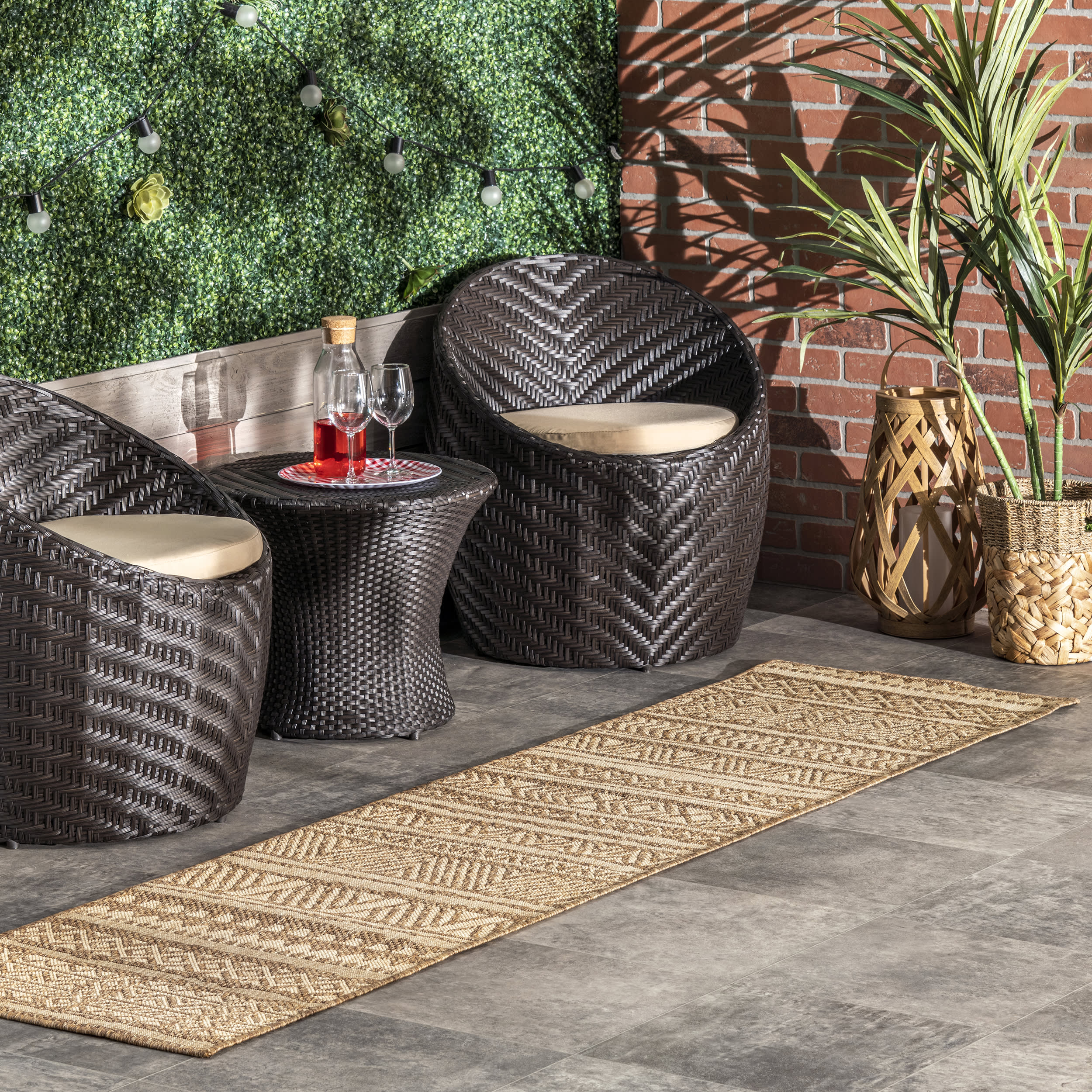 Striped Banded Indoor/Outdoor Rug | Brown - Image 2
