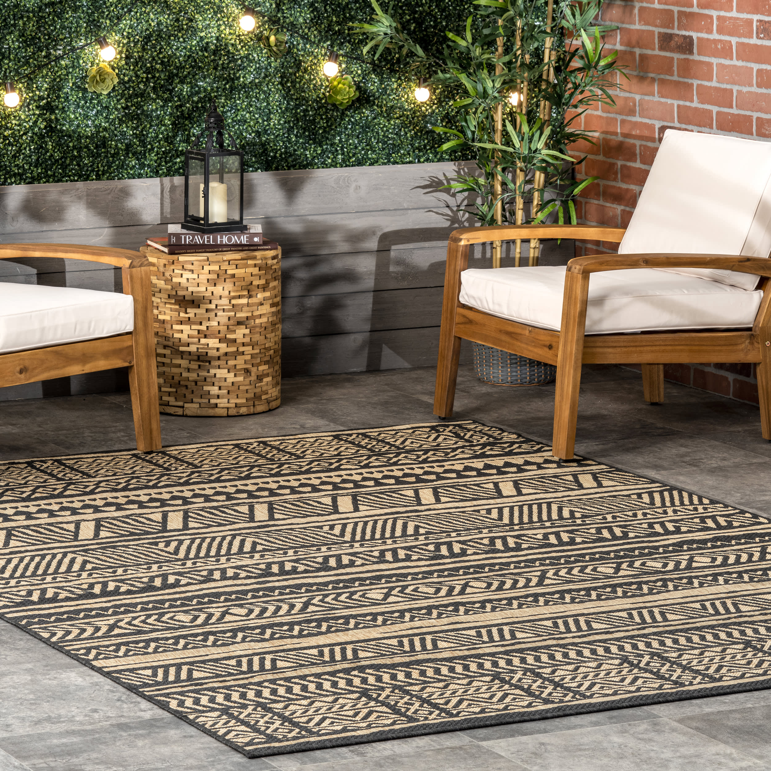 Striped Banded Indoor/Outdoor Rug | Charcoal - Image 2