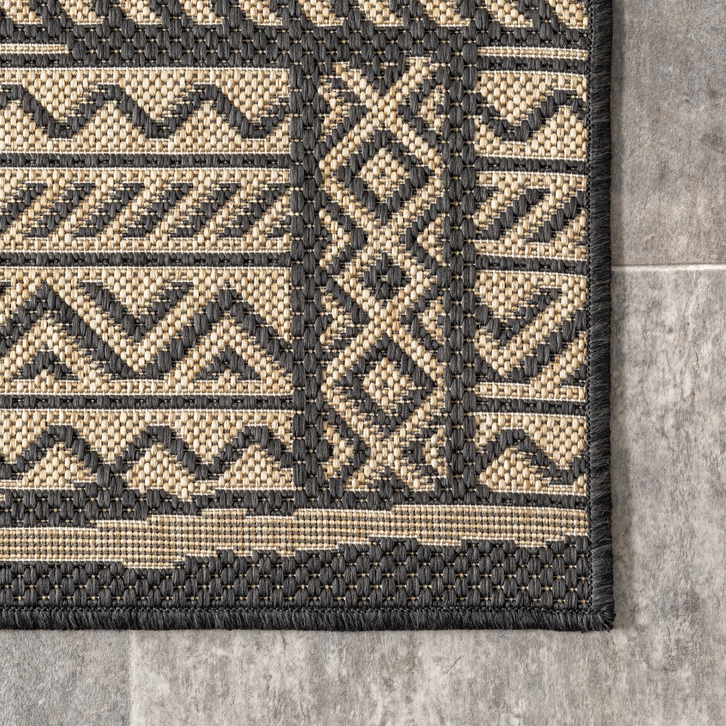 Striped Banded Indoor/Outdoor Rug | Charcoal - Image 3