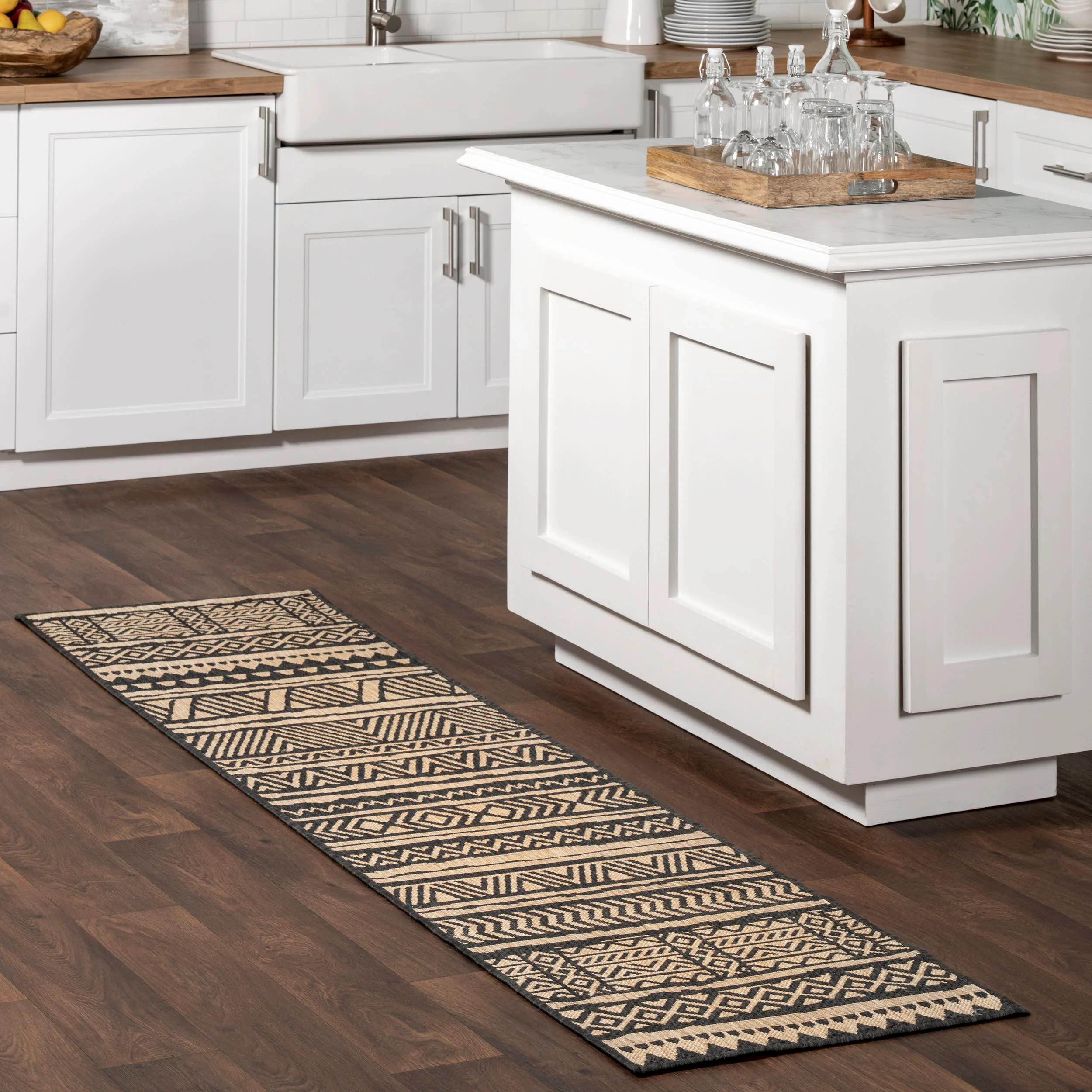 Striped Banded Indoor/Outdoor Rug | Charcoal - Image 2