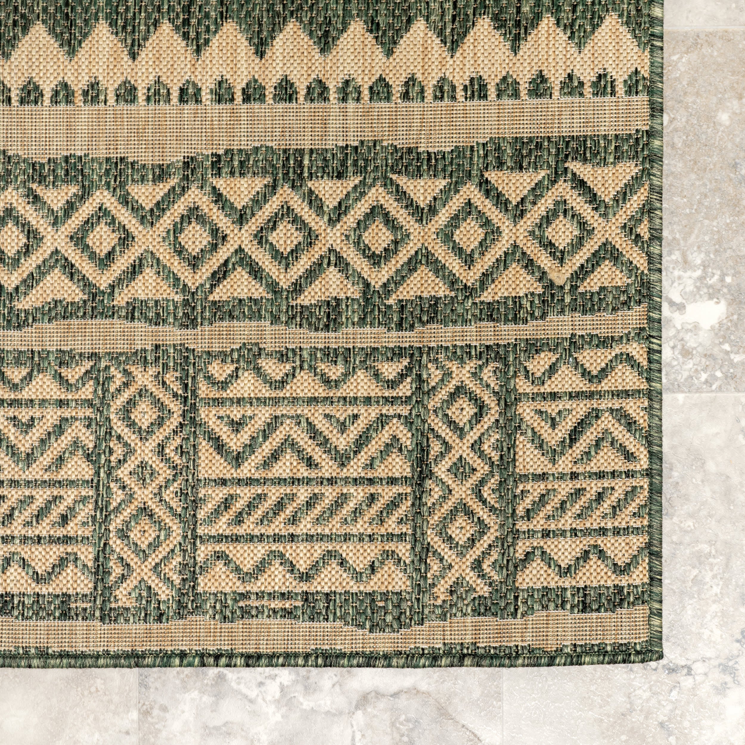 Striped Banded Indoor/Outdoor Rug | Green - Image 4